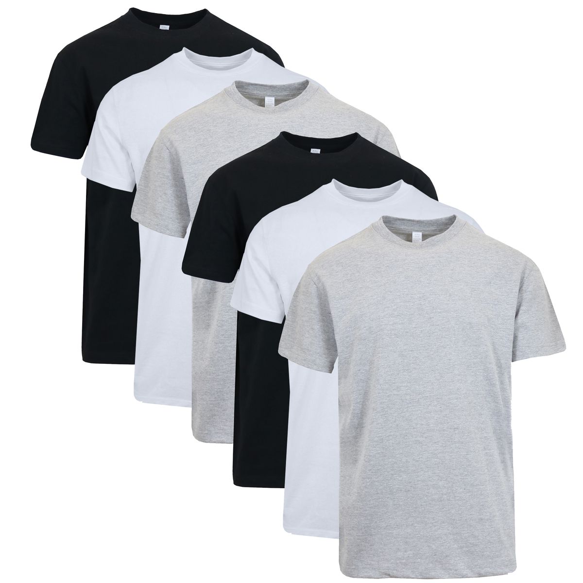 Crew Neck Mens Short Sleeve 6Pack  FR202  BKBKWHWHHGHG  3XL