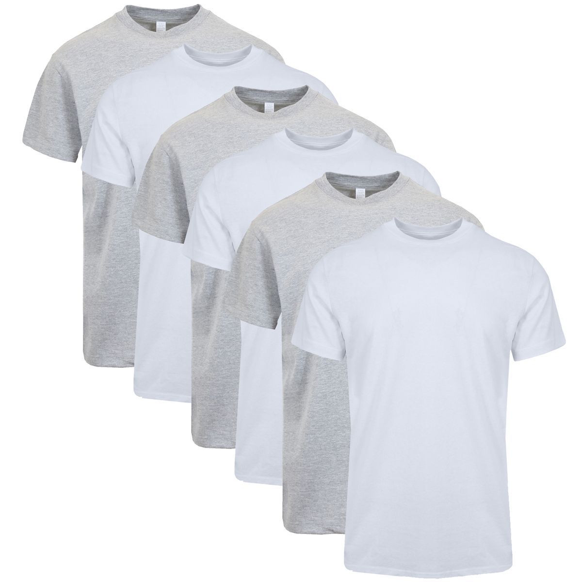 Crew Neck Mens Short Sleeve 6Pack  FR202  WHWHWHHGHGHG  2XL
