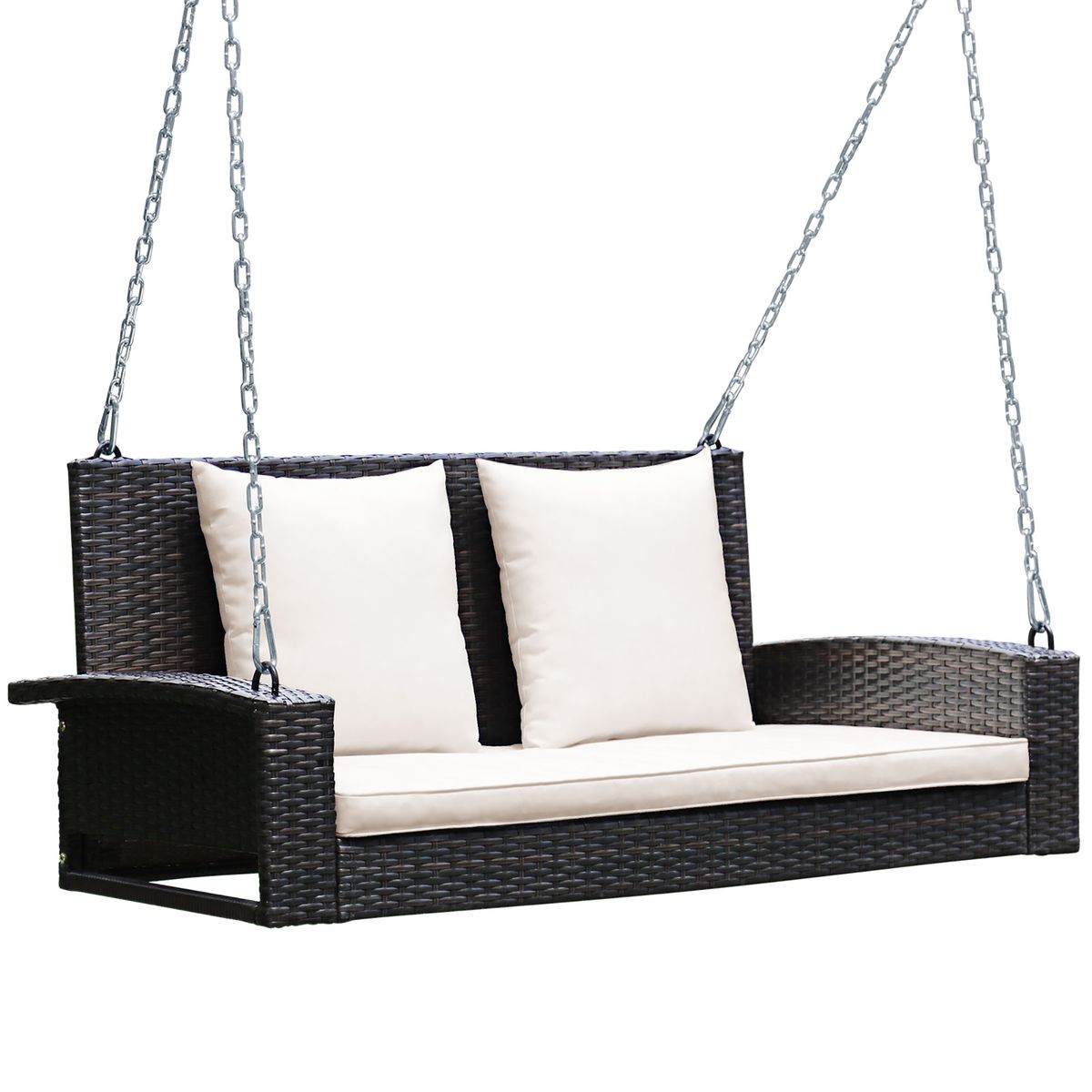 Photos - Canopy Swing Costway 2-Person Rattan Porch Swing - Beige HW68879WH