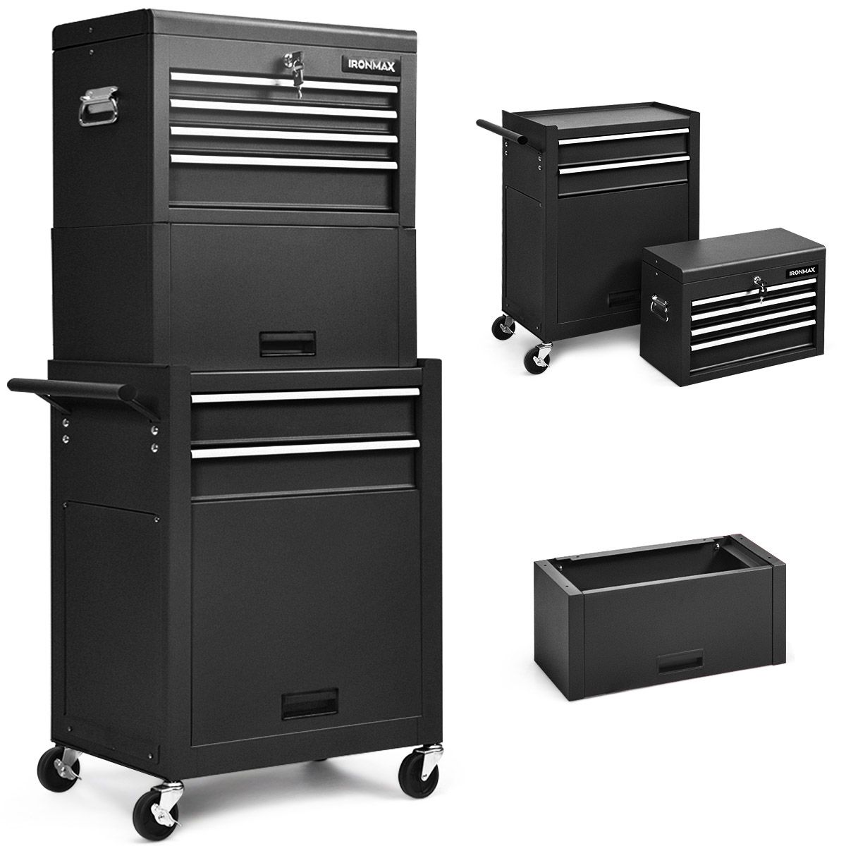 Rolling 6-Drawer Tool Chest with Riser - Black