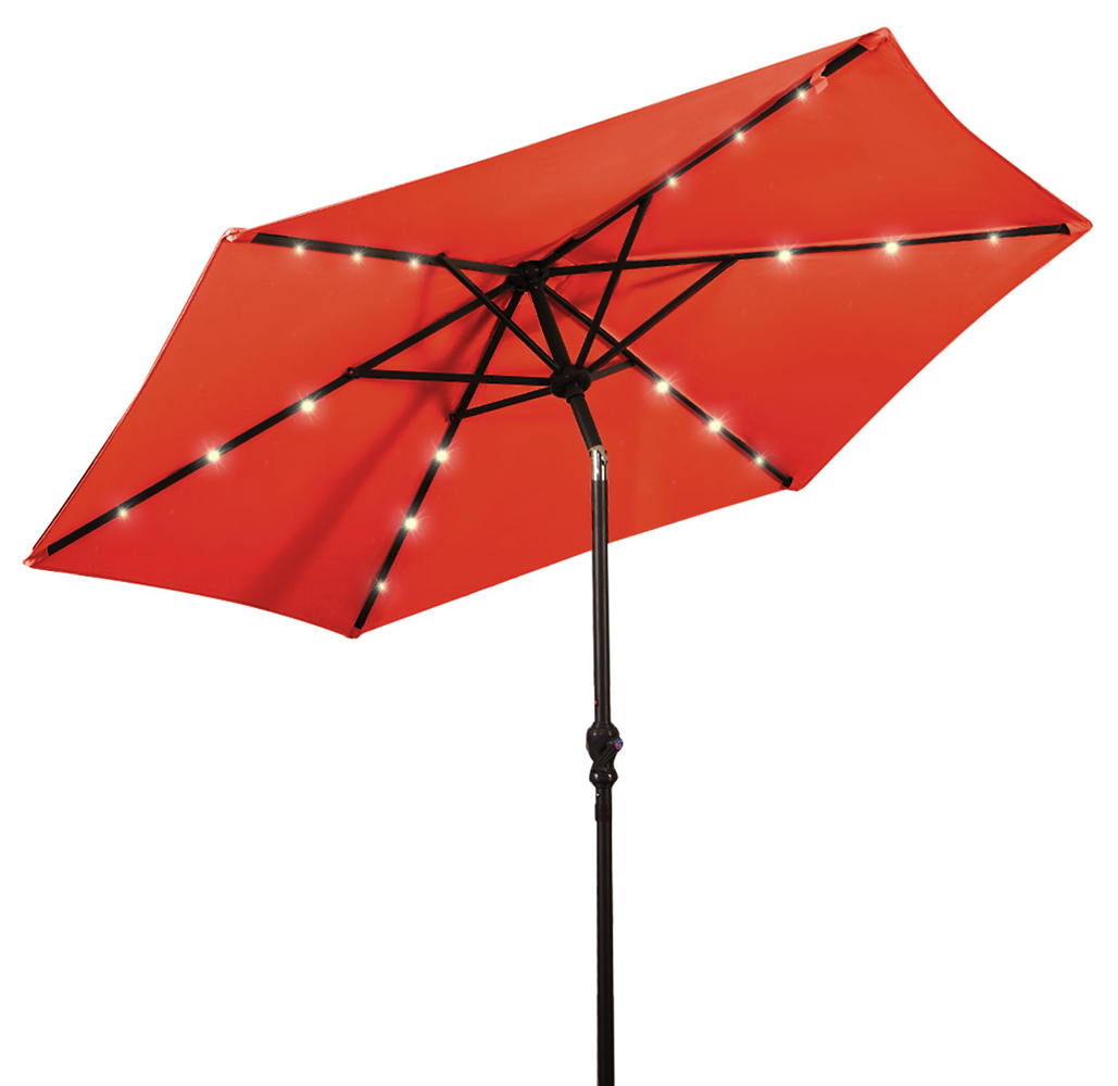Costway 9FT Patio Solar Umbrella Led Patio Market Steel Tilt W/ Crank Outdoor - Orange