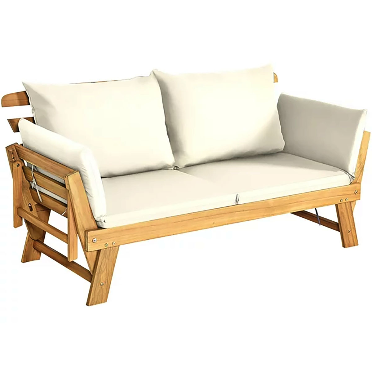 Photos - Garden Furniture Goplus Adjustable Patio Convertible Sofa with Thick Cushion - Sofa Daybed WH OP70607WH+ 