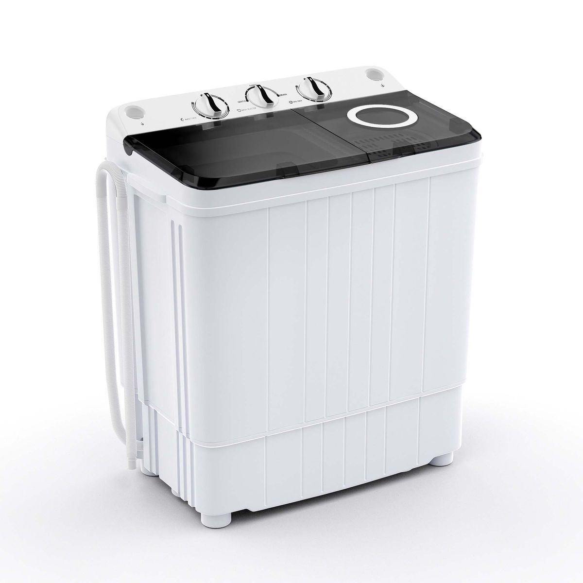 Costway Portable Twin Tub Washing Machine - White + Grey-image-SKU10300665