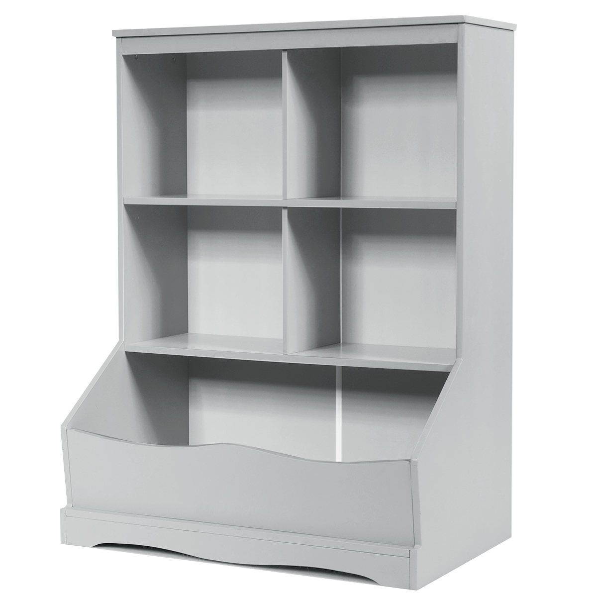 Photos - Wardrobe Costway Kids' 3-Tier Multi-Functional Bookcase with 5 Open Storage Compartments - Toy Storage GR HW64061GR