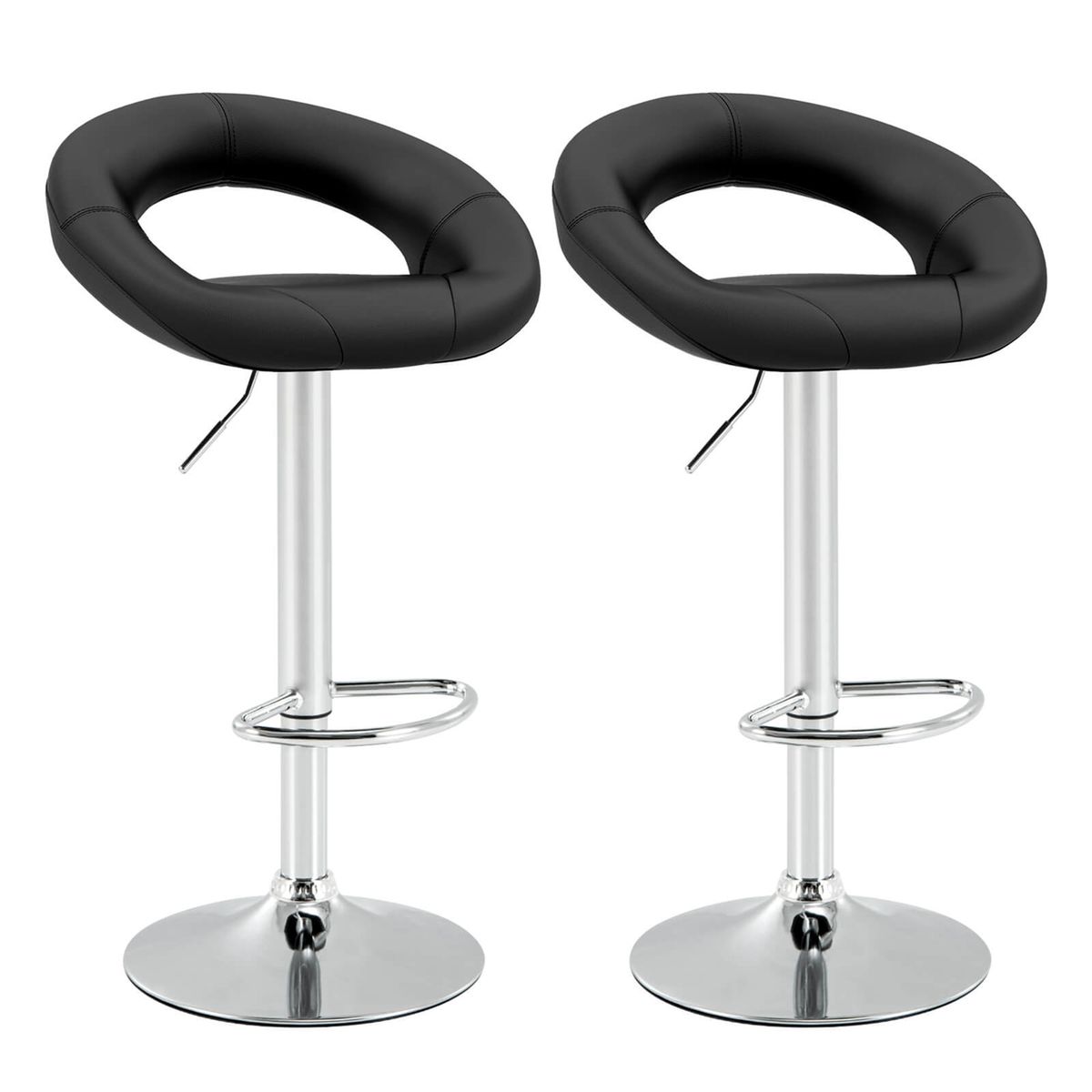 Photos - Chair Costway Adjustable Bar Stool Swivel Pub - Black HW53839BK (Set of 2)