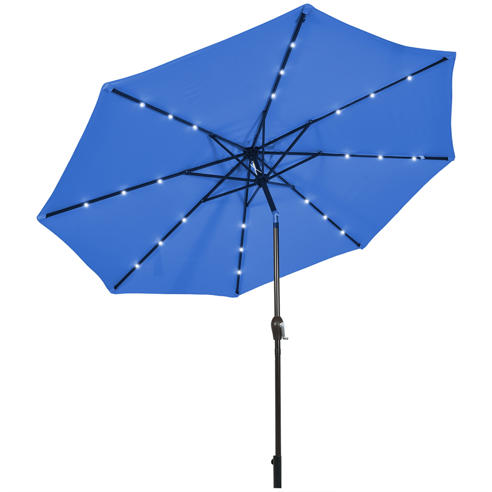 Photos - Parasol Costway 10-Foot Solar LED Tilt Patio Umbrella with Crank - Blue OP2805BL 