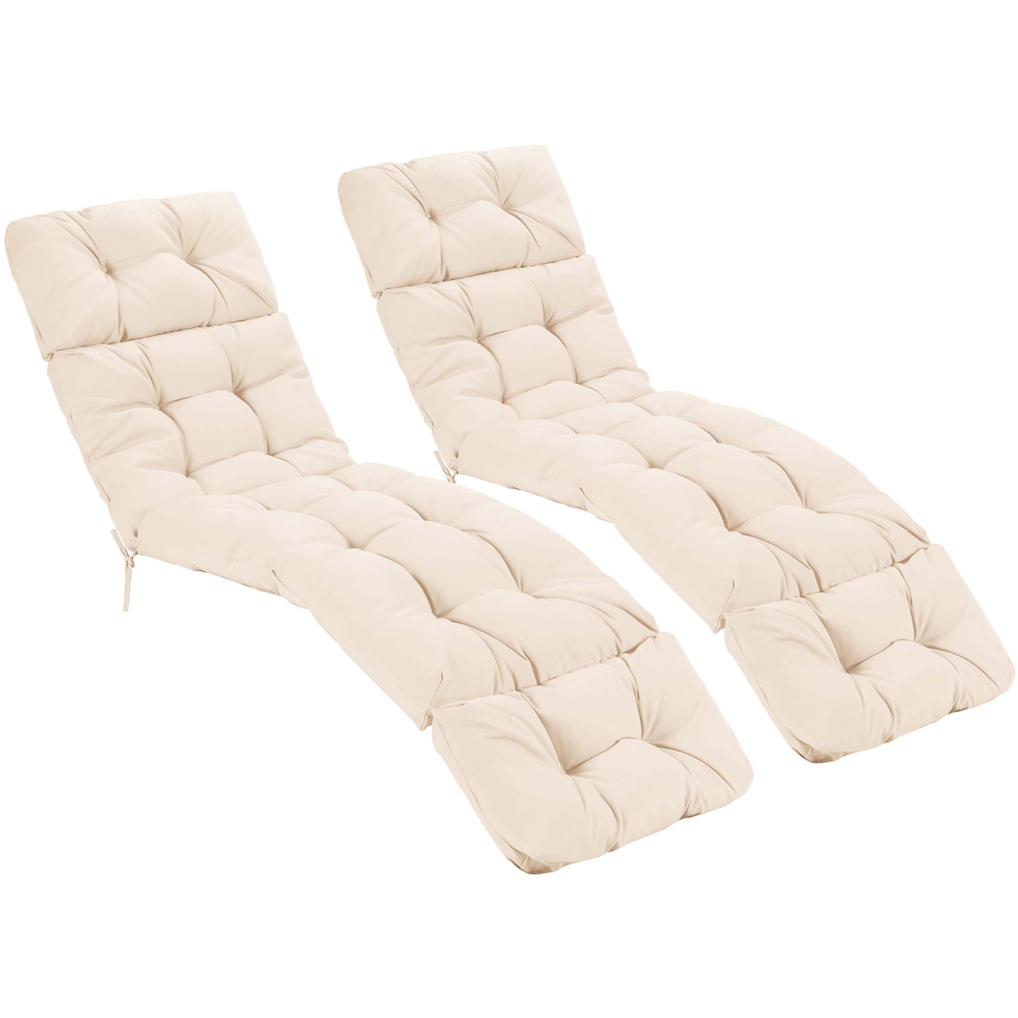Outdoor Chaise Lounge Cushion with Ties (2-Pack) - Beige