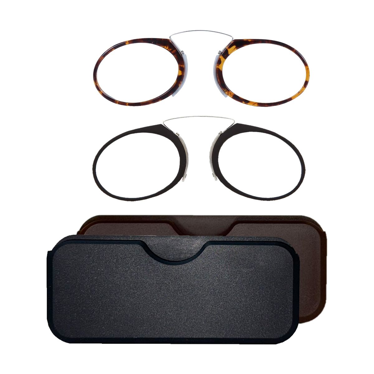 Photos - Glasses & Contact Lenses Private Label Pocket-Stick Slim Reading Glasses with Storage Case  - 2Pk Tortoise & Black 3.00+ 2PK-TORT& BLACK-3(2-Pack)