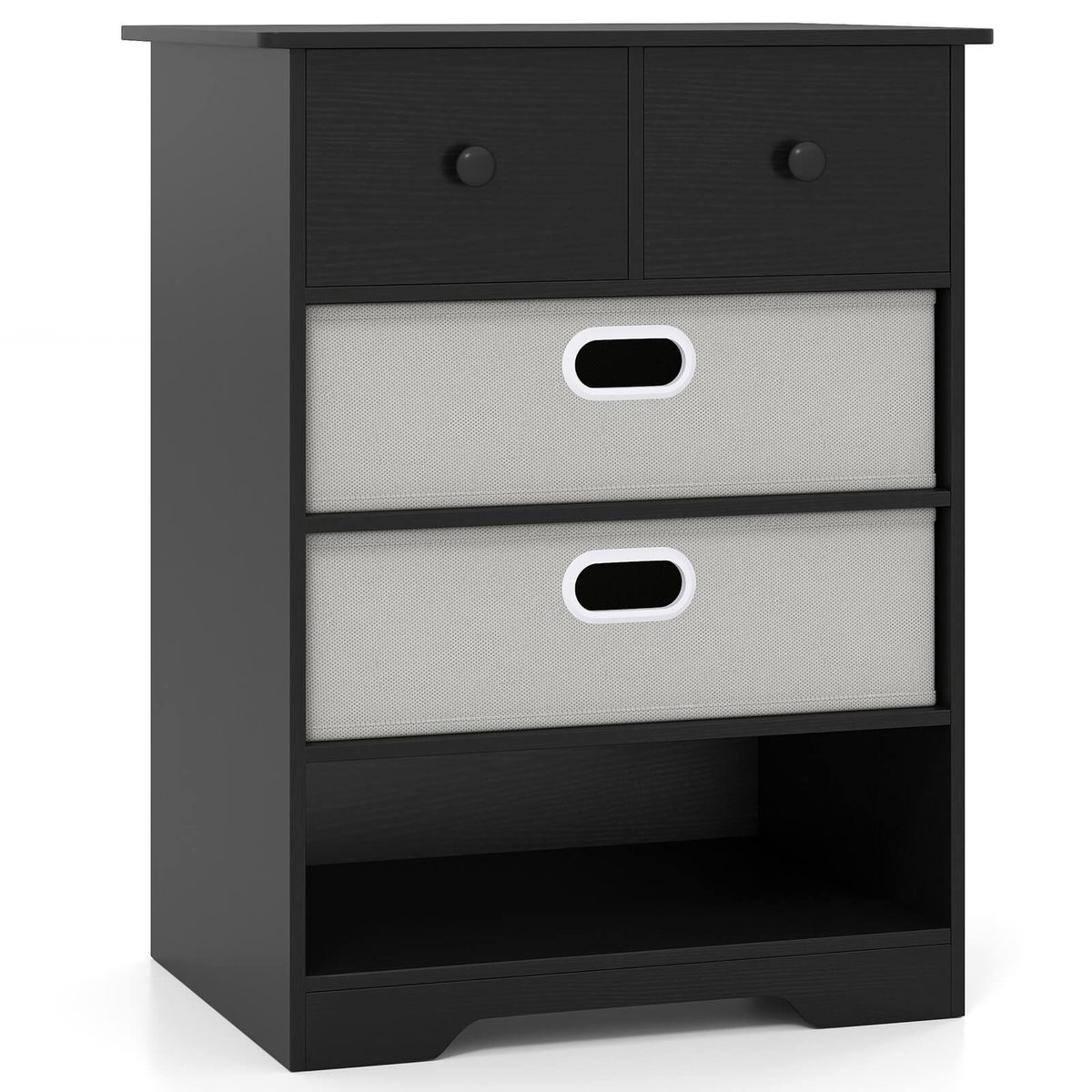 Costway 4-Drawer Dresser Modern Chest Storage Organizer with Open Shelves Anti-Tip Kits - Black