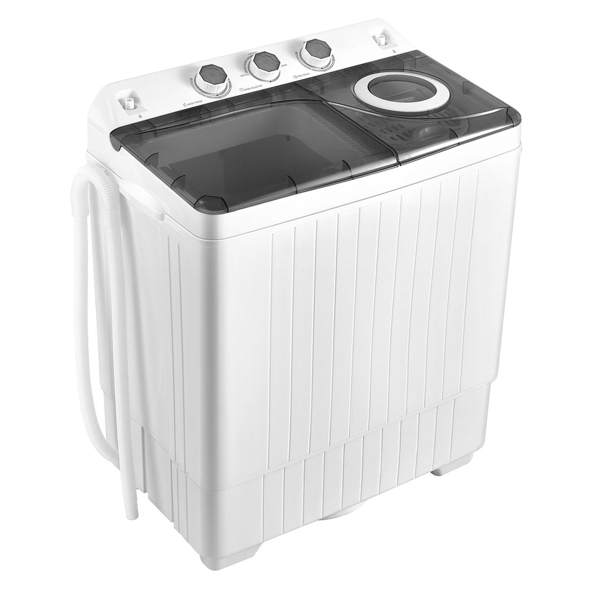 Photos - Washing Machine Costway 26lbs Portable Semi-Automatic Twin Tub  - Gray FP10558US-GR 