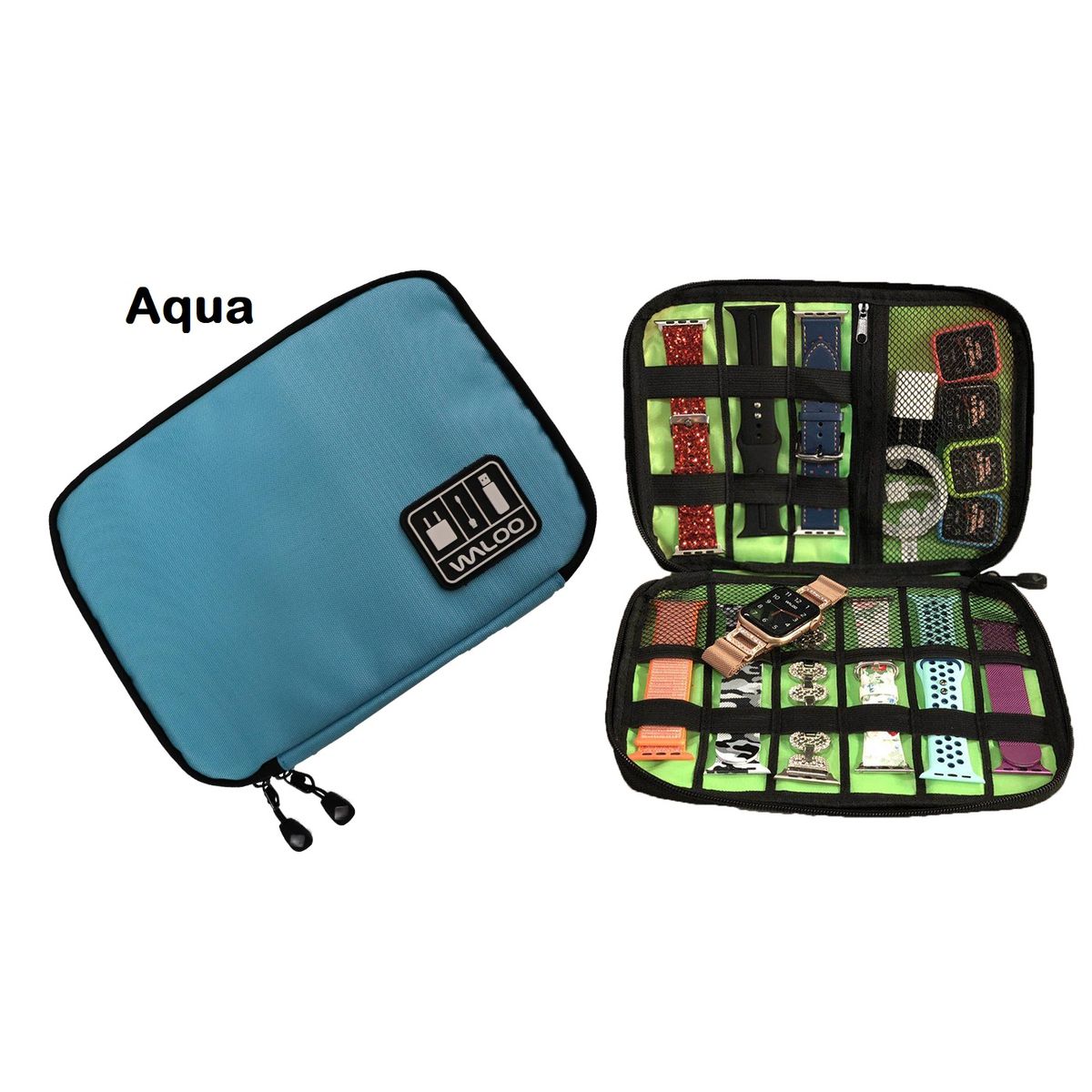 Portable Travel Bag for Cellphone and Electronics Accessories – Aqua – untilgone.com