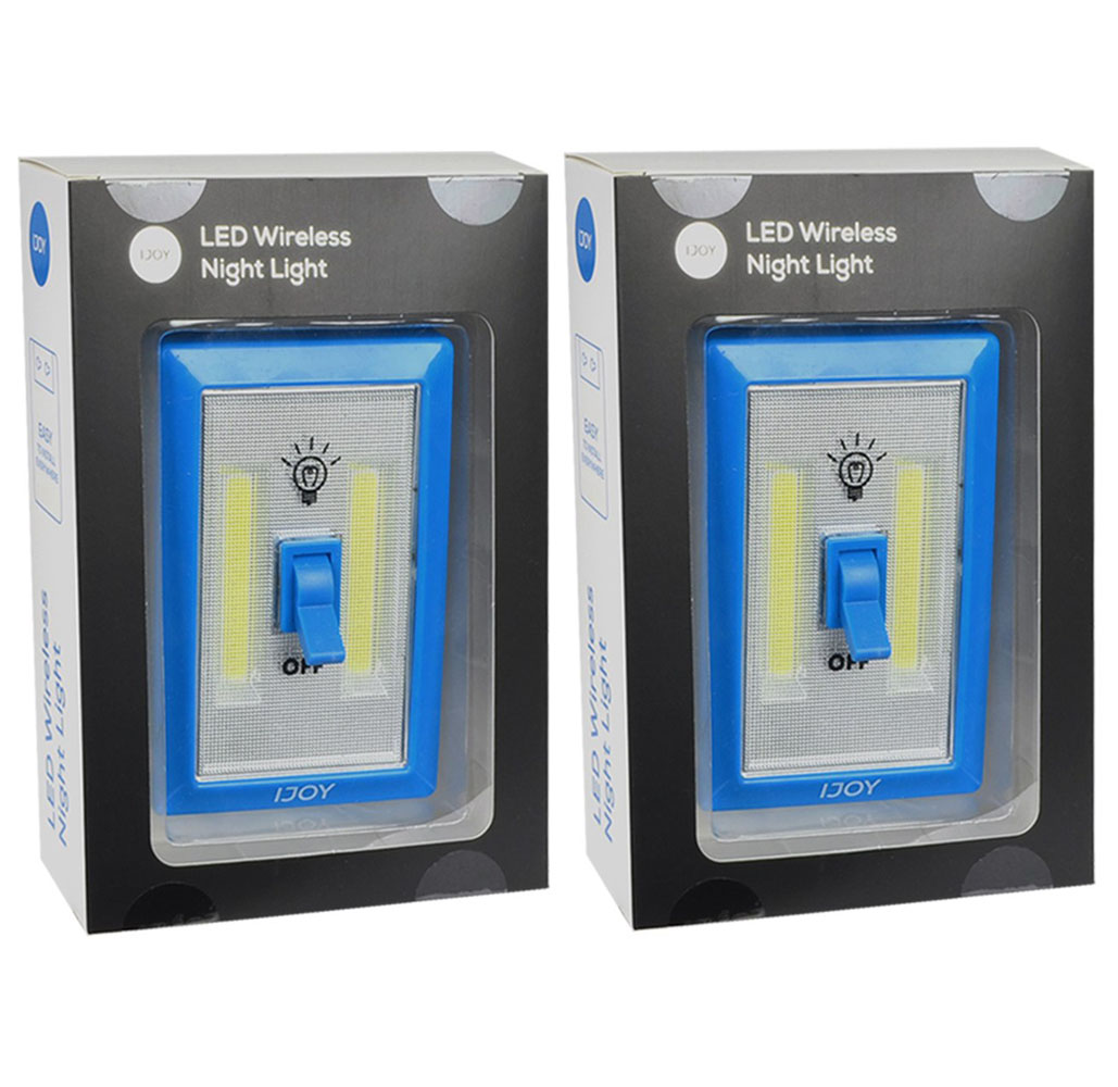 Super Bright &ldquo;Light Switch Style&rdquo; Battery Powered LED Indoor Light (2-Pack) - Blue