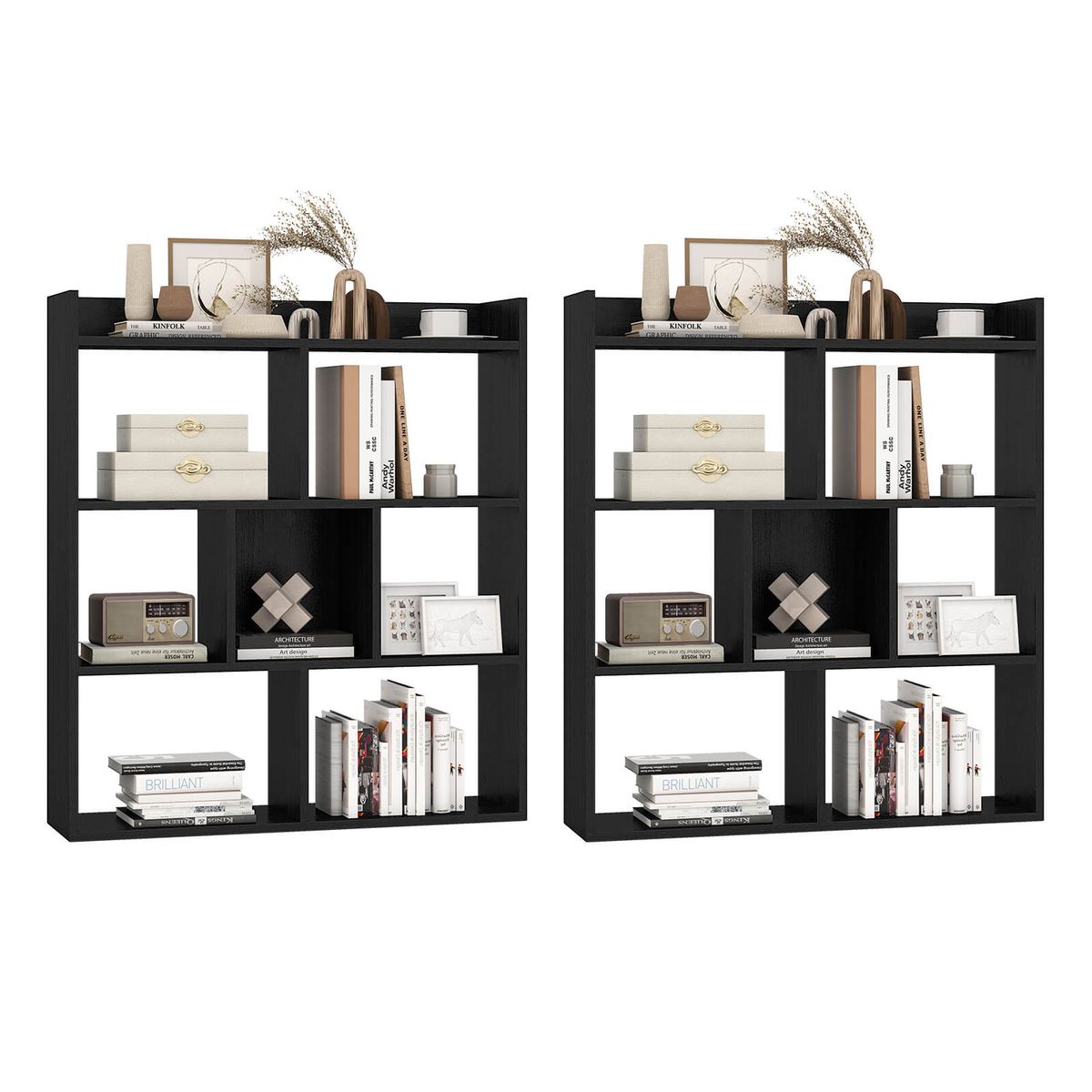 7-Cube Open Storage Shelf (1- or 2-Pack) - Bookcase Black-2