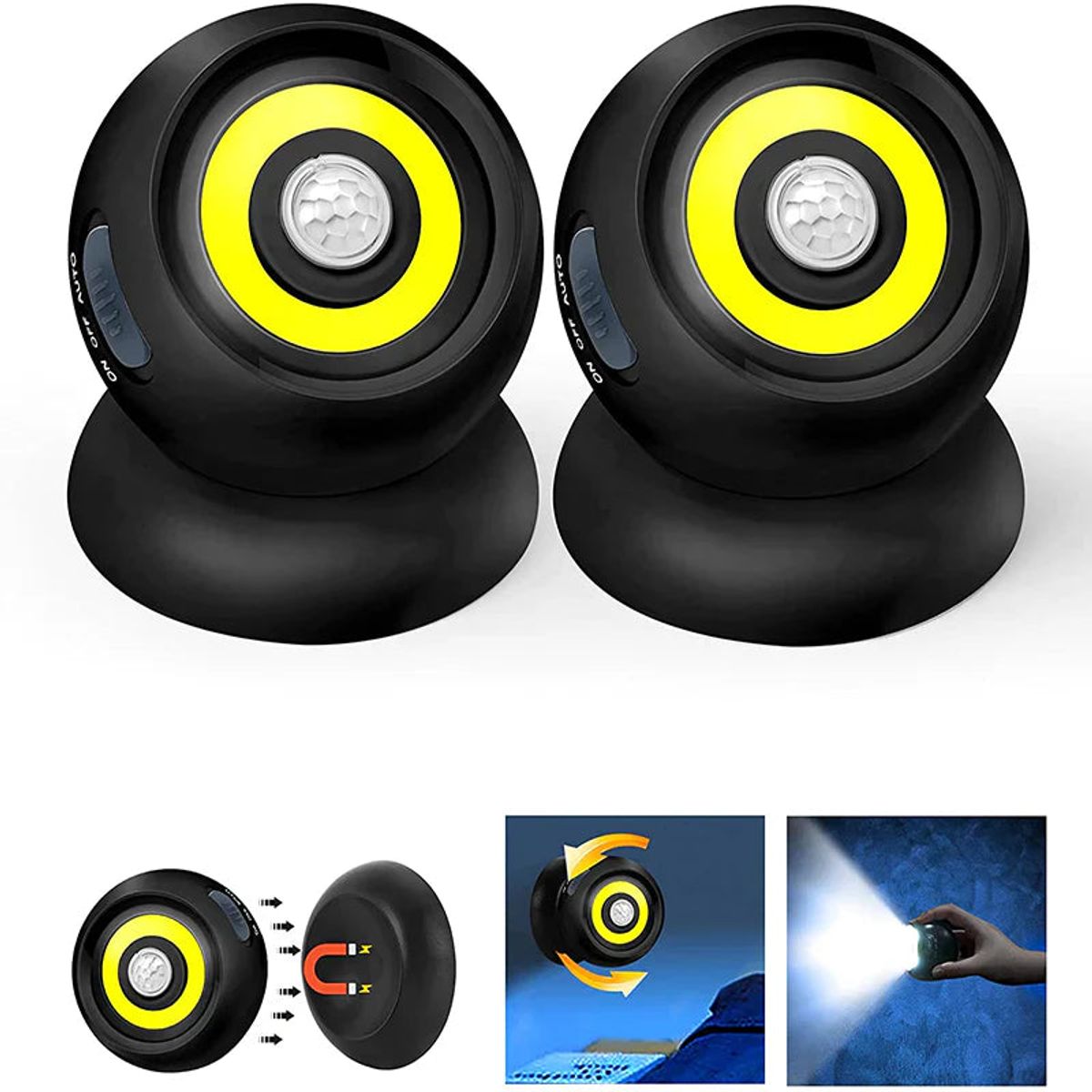 500 Lumens Motion Sensor Night Light (2-Pack) - Black