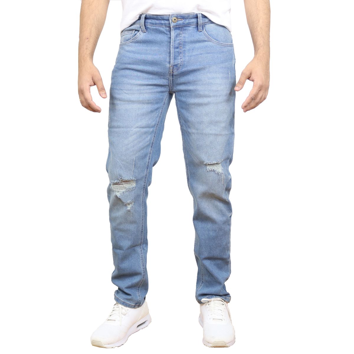 Men's Ripped Modern Fit Straight Jeans - MRJ-240 - MW - 42x30