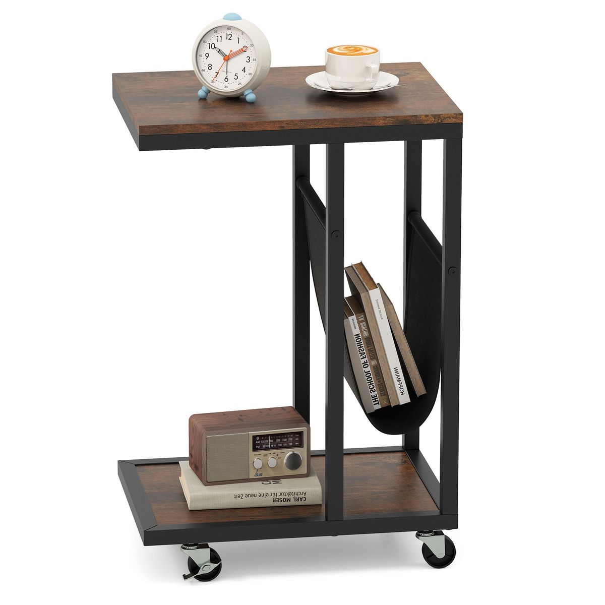 Photos - Storage Сabinet Costway 2-Tier C-Shaped Side Table - 1-Piece HCST07083 