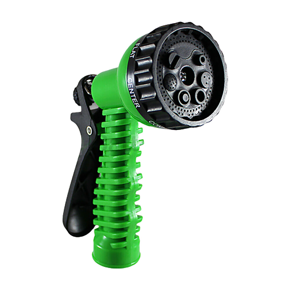 Adjustable Garden Hose Water Nozzle with 7-Spray Patterns - Green 1-Pack