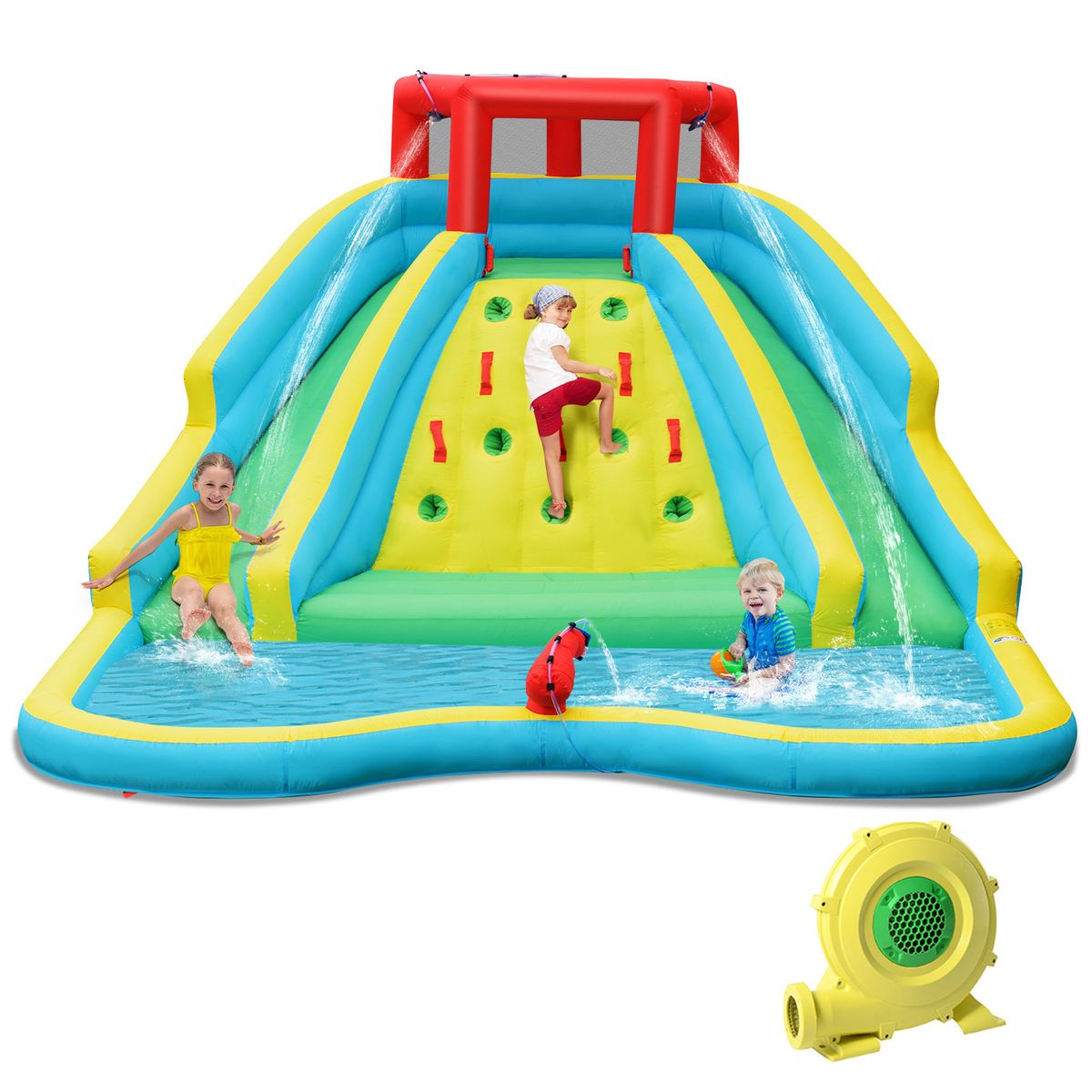 Inflatable Mighty Water Slide with Climbing Wall   with blower
