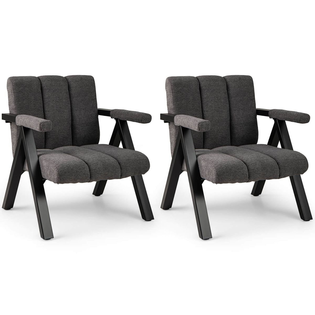 Oversized Accent Chair with Removable Armrest (1- or 2-Pack) - Gray-2-Piece