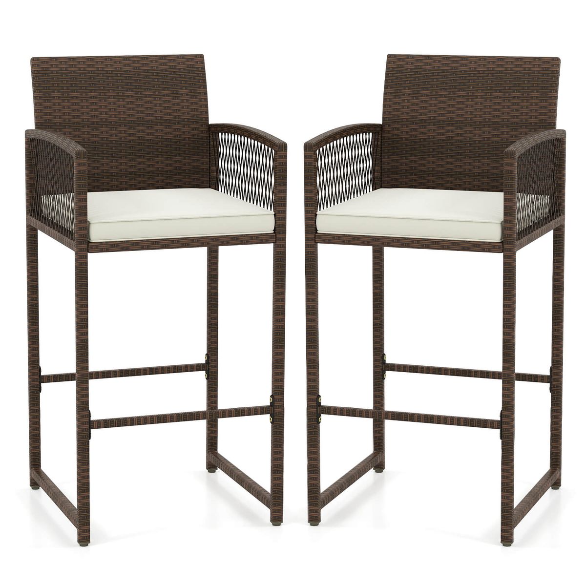 Photos - Chair Costway Patio Bar Stools with Contoured Backrest  - 2-Piece HCST07449 (Set of 2 or 4)