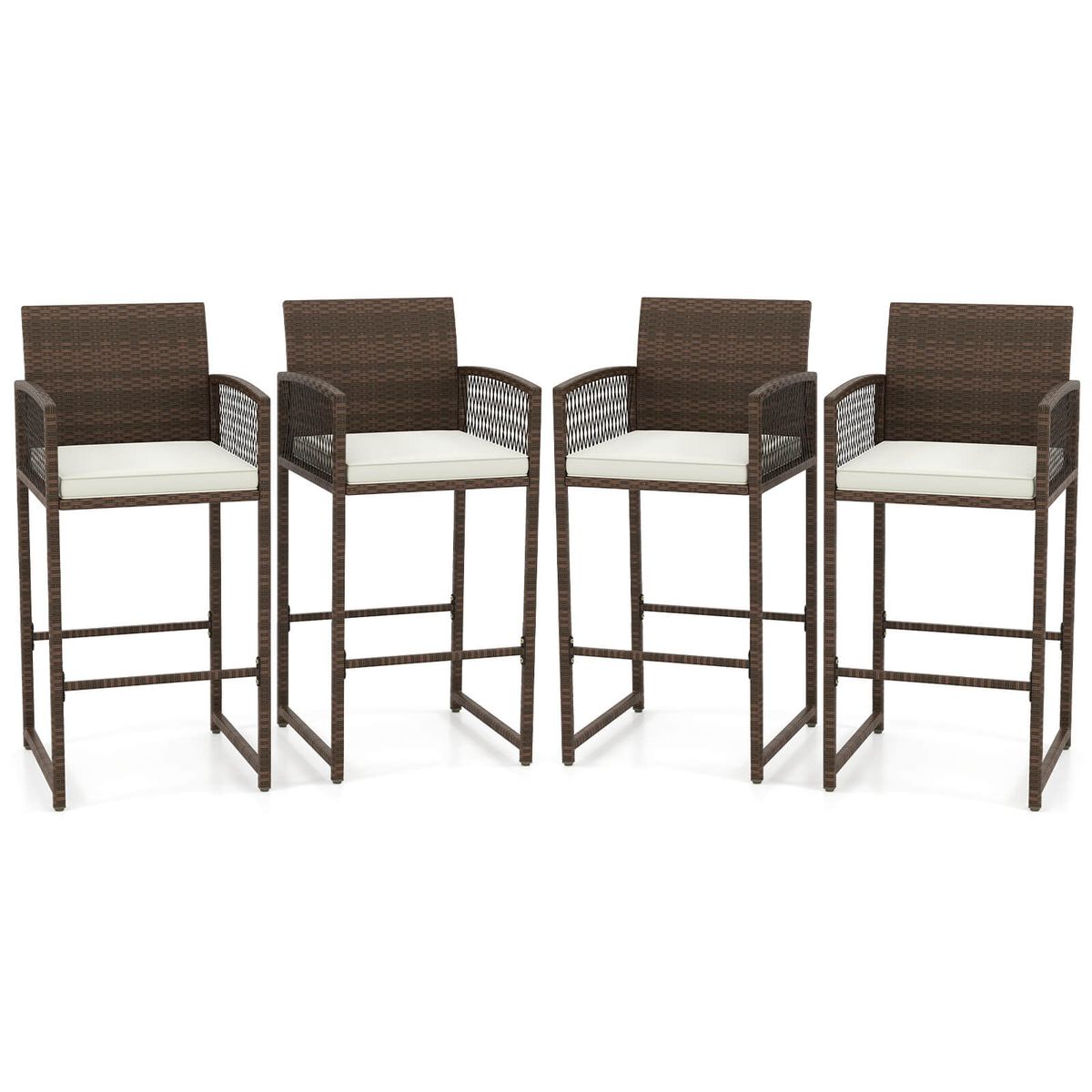 Patio Bar Stools with Contoured Backrest (Set of 2 or 4) - 4-Piece