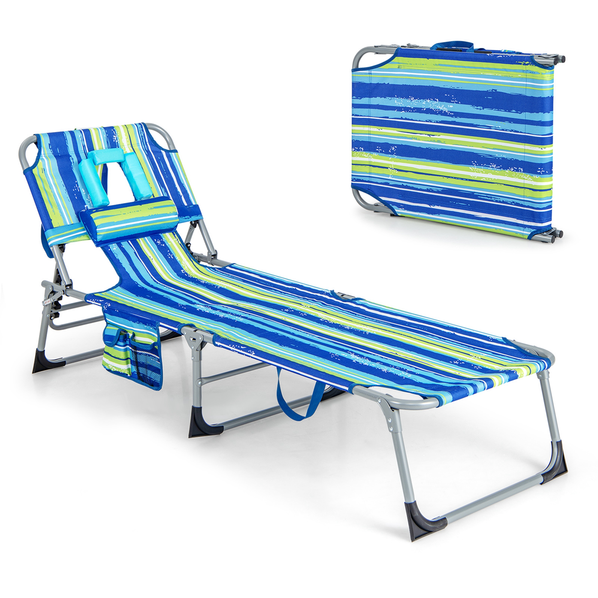 Outdoor Beach Lounge Chair - Green/Blue