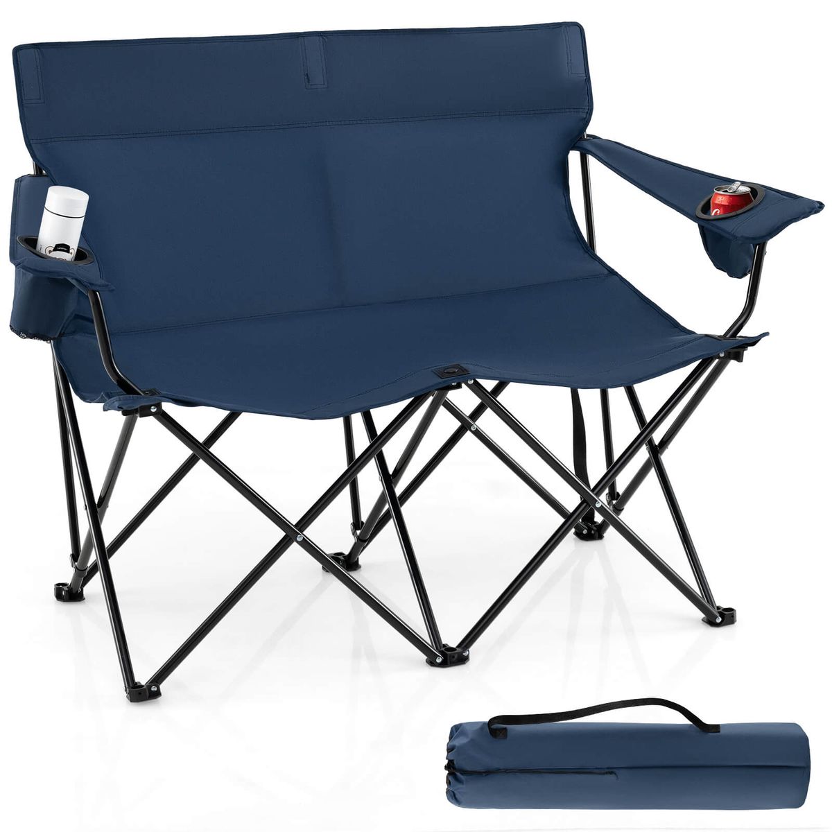 Photos - Outdoor Furniture Color 2-Person Outdoor Folding Loveseat with Cup Holders - Blue HCST08819