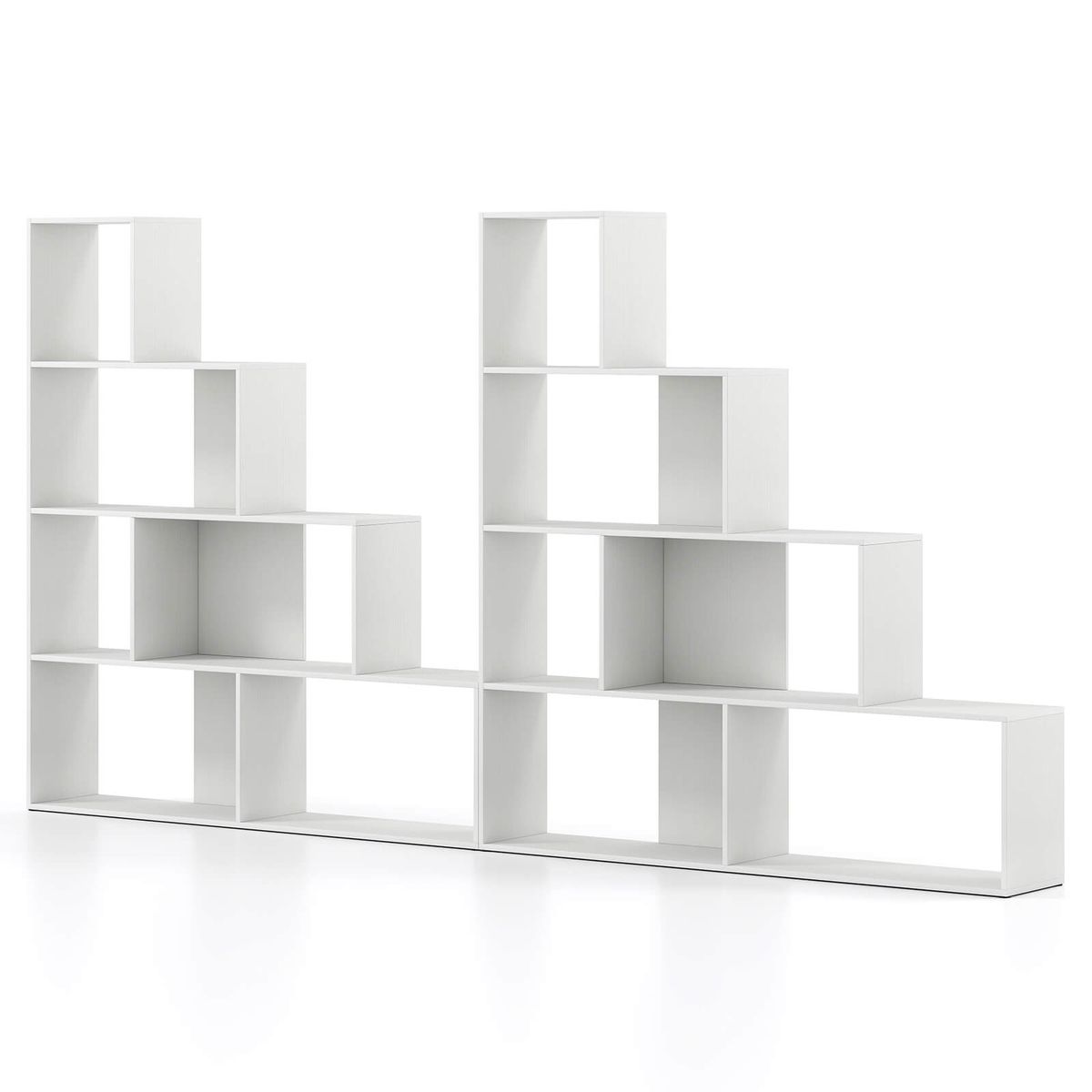 4-Tier Bookshelf with 6 Storage Cubes - 2-Piece