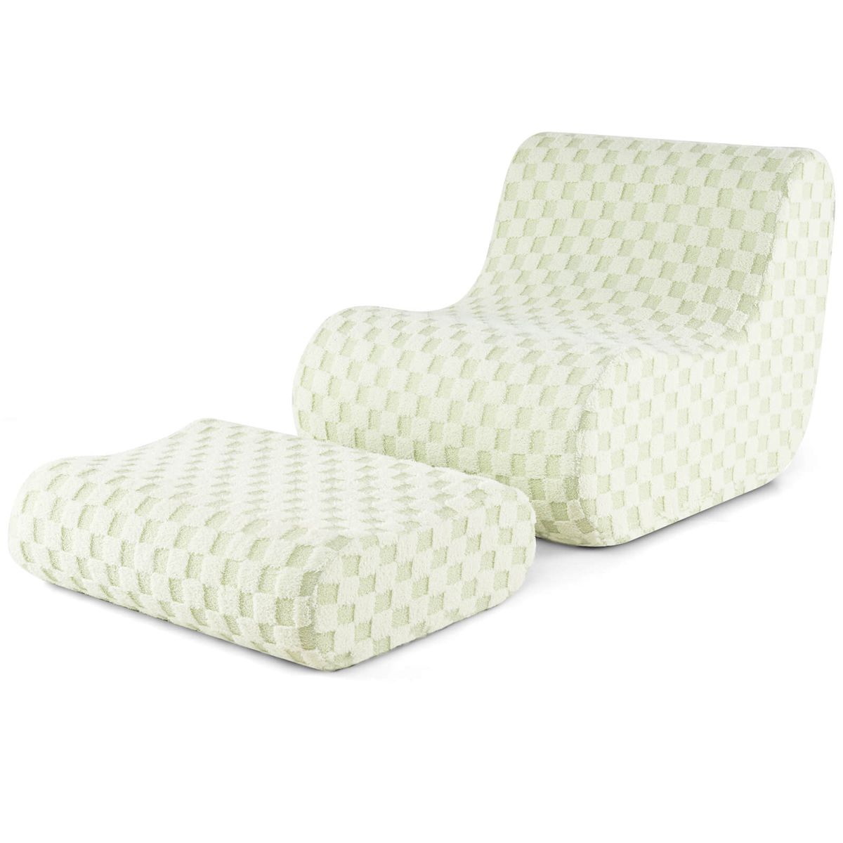 Foam Floor Chair with Ottoman - Green