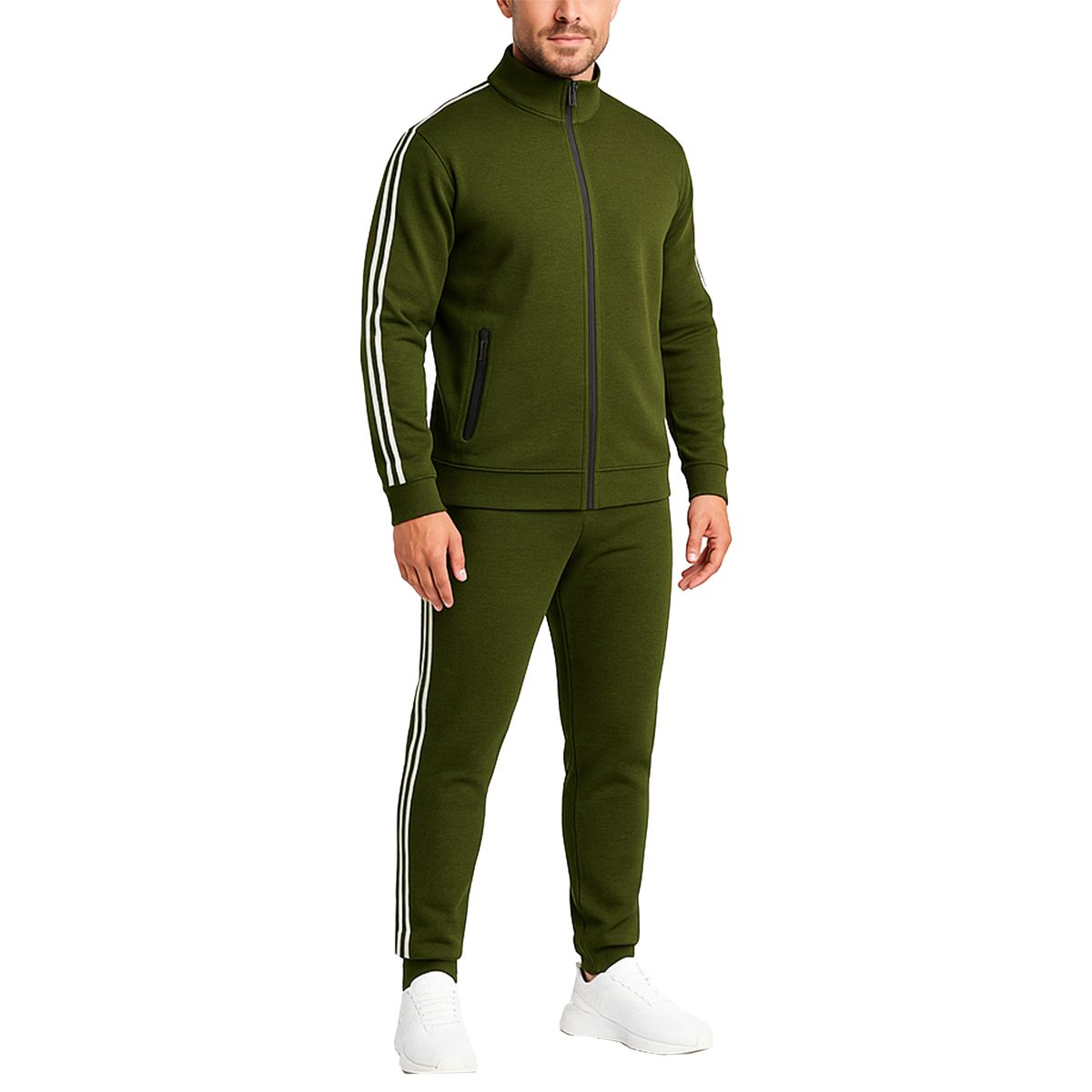 Men’s Tech Fleece Full Zip Hoodie & Jogger 2-Piece Tracksuit Set - D2- OL - XL