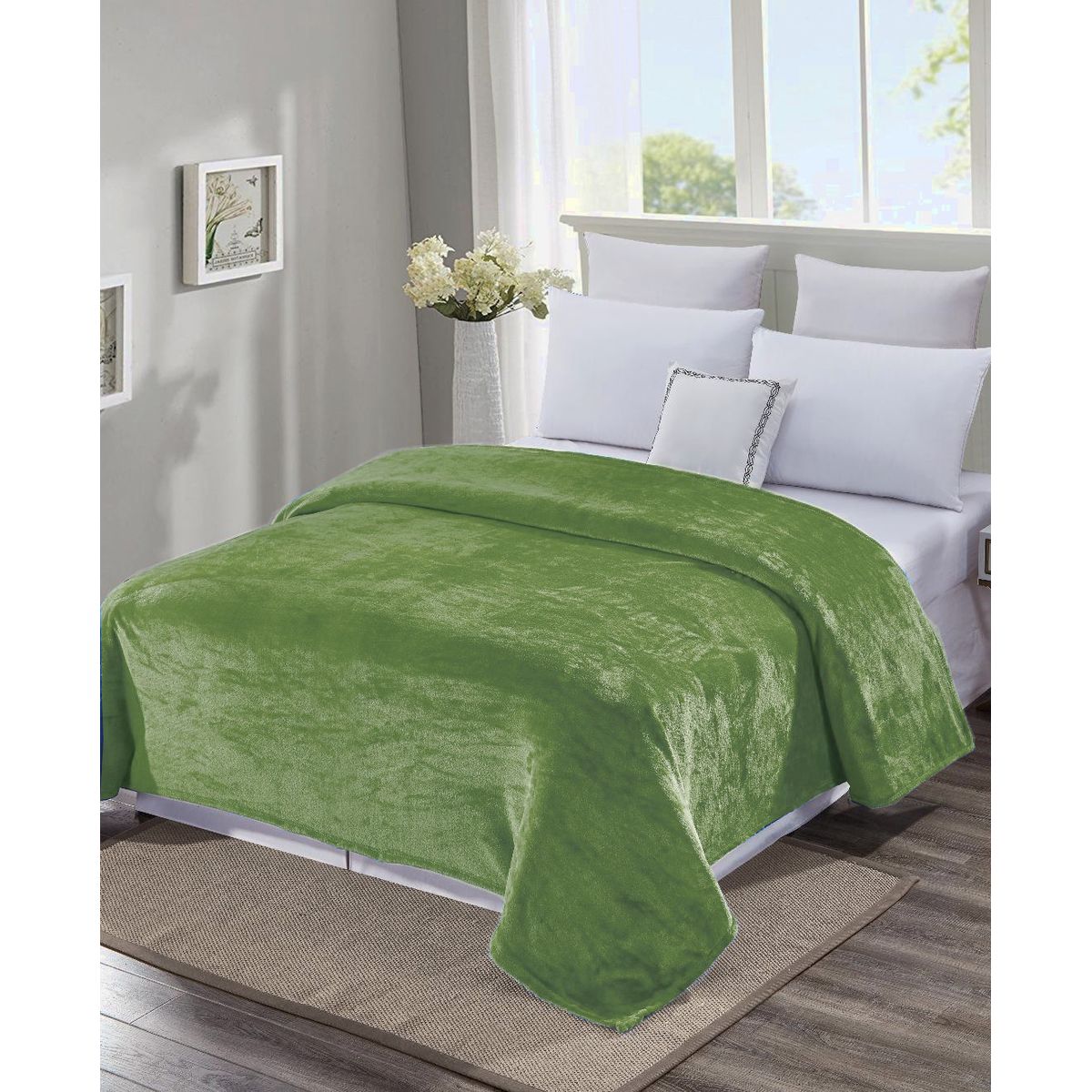 Noble House Oversized Velvet Blanket  TwinGreen