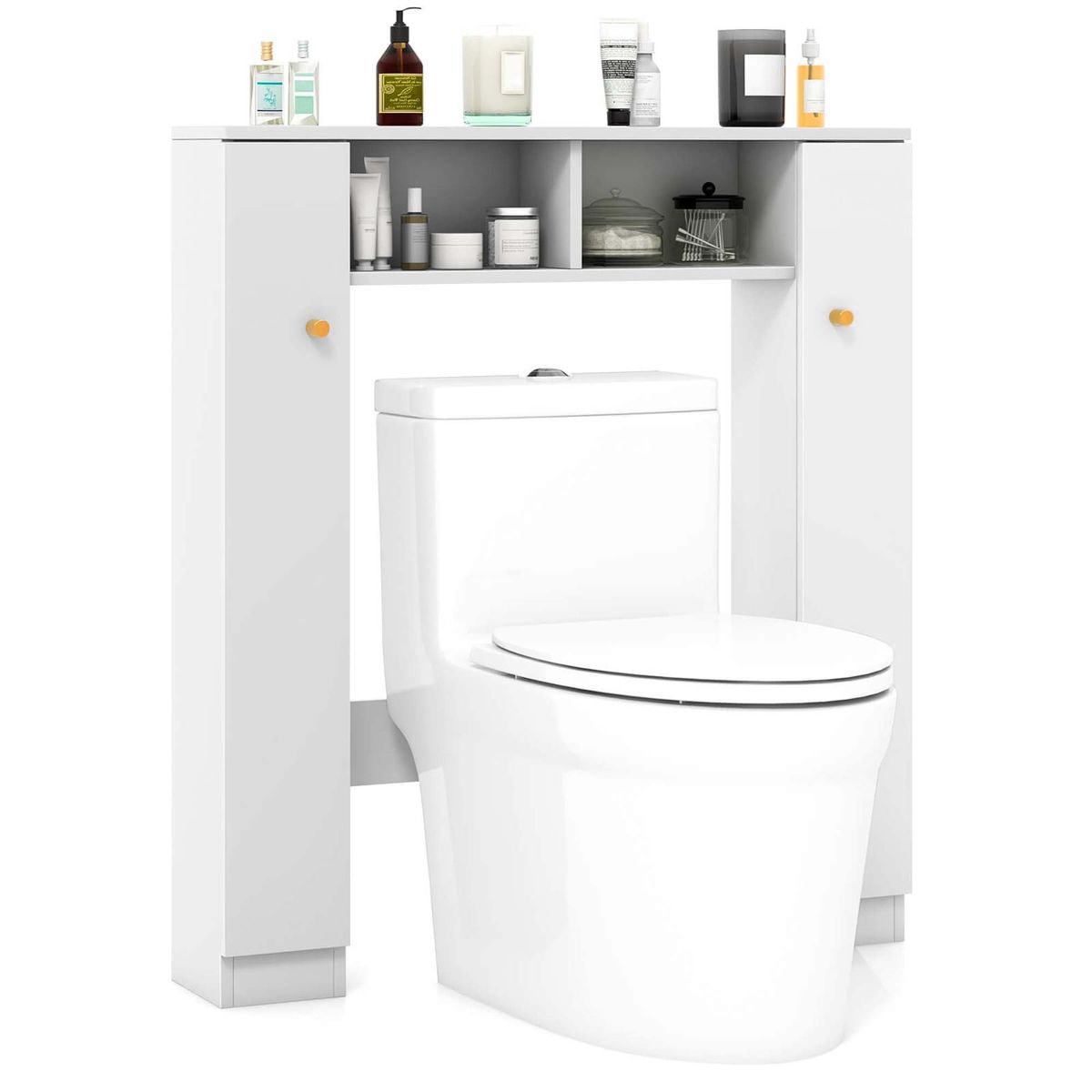 Double Door Over-The-Toilet Storage Cabinet - White