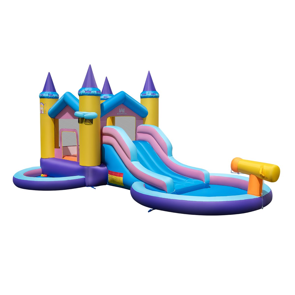 Inflatable Castle Water Slide with Handrails and Basketball Rim - Pool-Without Blower
