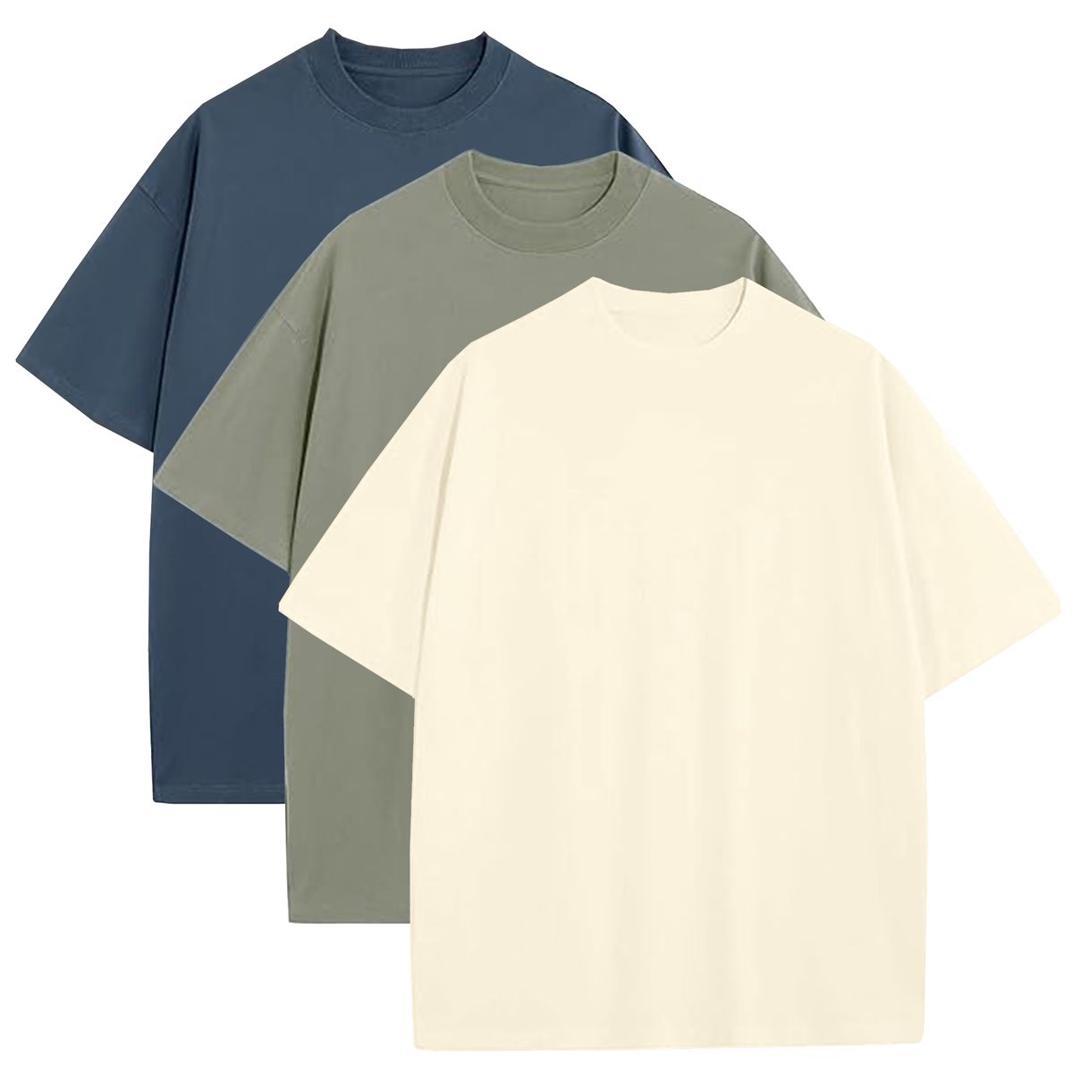 Men’s Heavyweight Oversized Drop Shoulder Fashion Tees (1- or 3-Pack) - MLFT-110BL-OL-IV/M