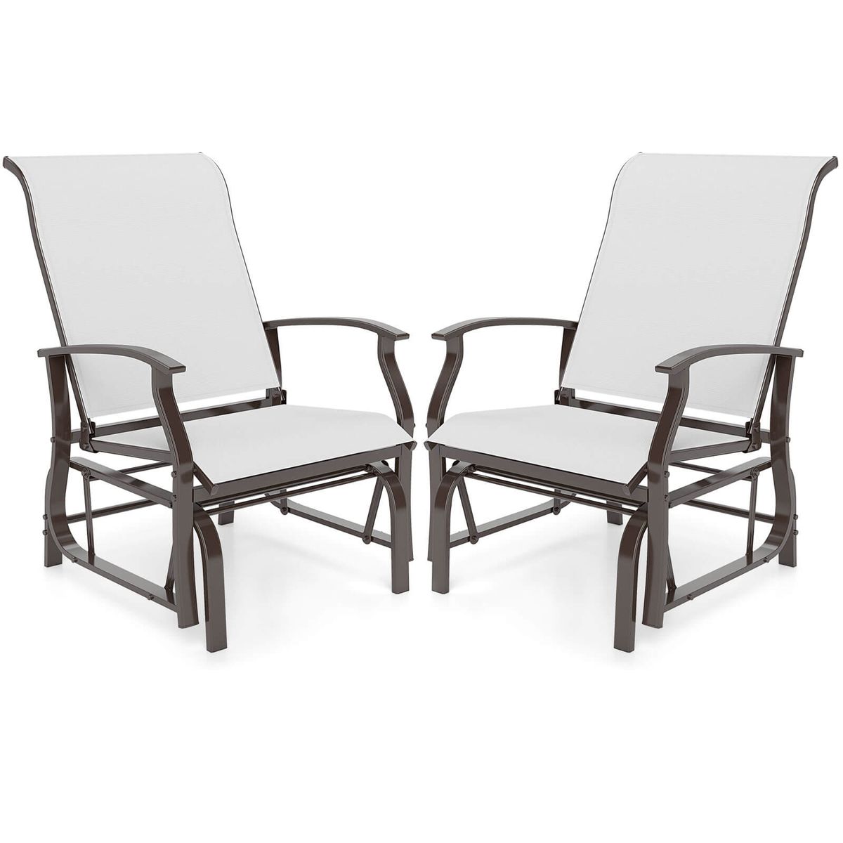 Porch Gliders Set of 2/4 with Reclined High Back and Breathable Mesh Fabric - Beige; 2-Piece