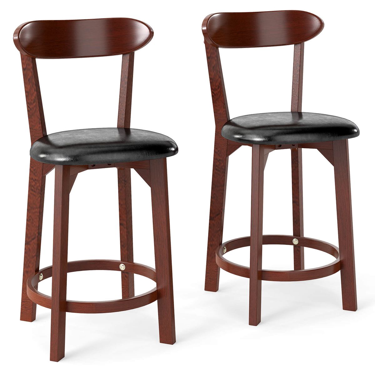 Photos - Chair Costway 23.5" Bar Stool Set with Curved Backrest - 2-Piece HCST07913 (Set of 2 or 4)