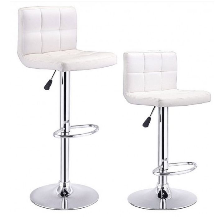 Adjustable Swivel Counter Bar Stools (Set of 2) - White