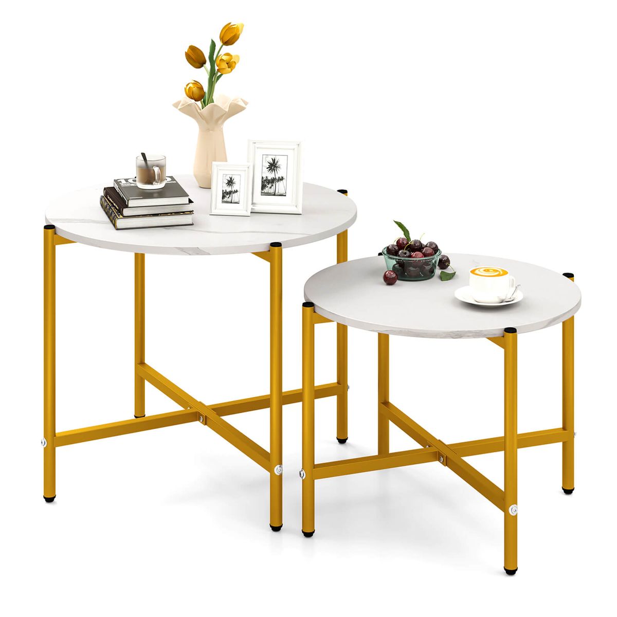 Photos - Coffee Table Costway Nesting  Set - White HCST07358 