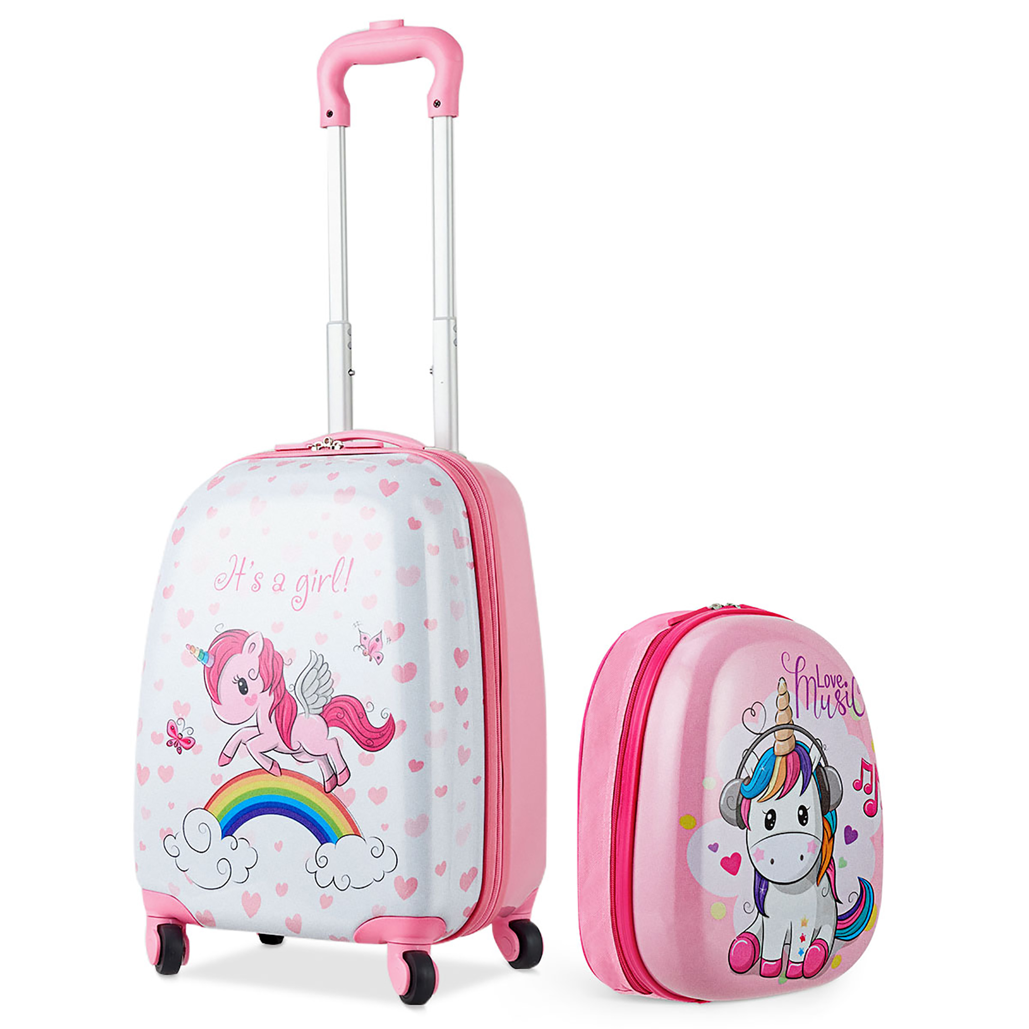 Kids' Suitcase and Backpack Set - White Unicorn