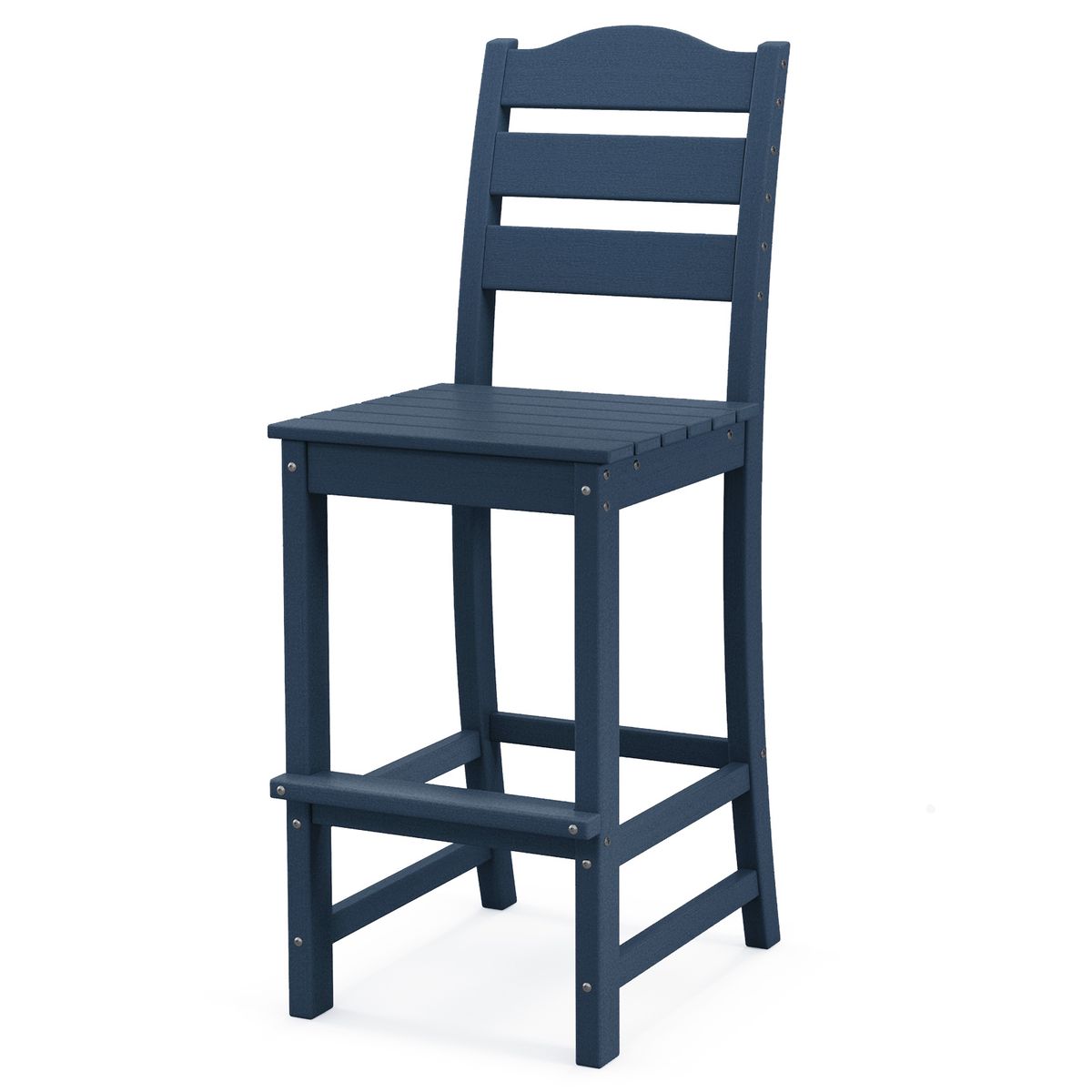 Outdoor Patio Bar Stool with Slatted Design - Navy; 1-Piece