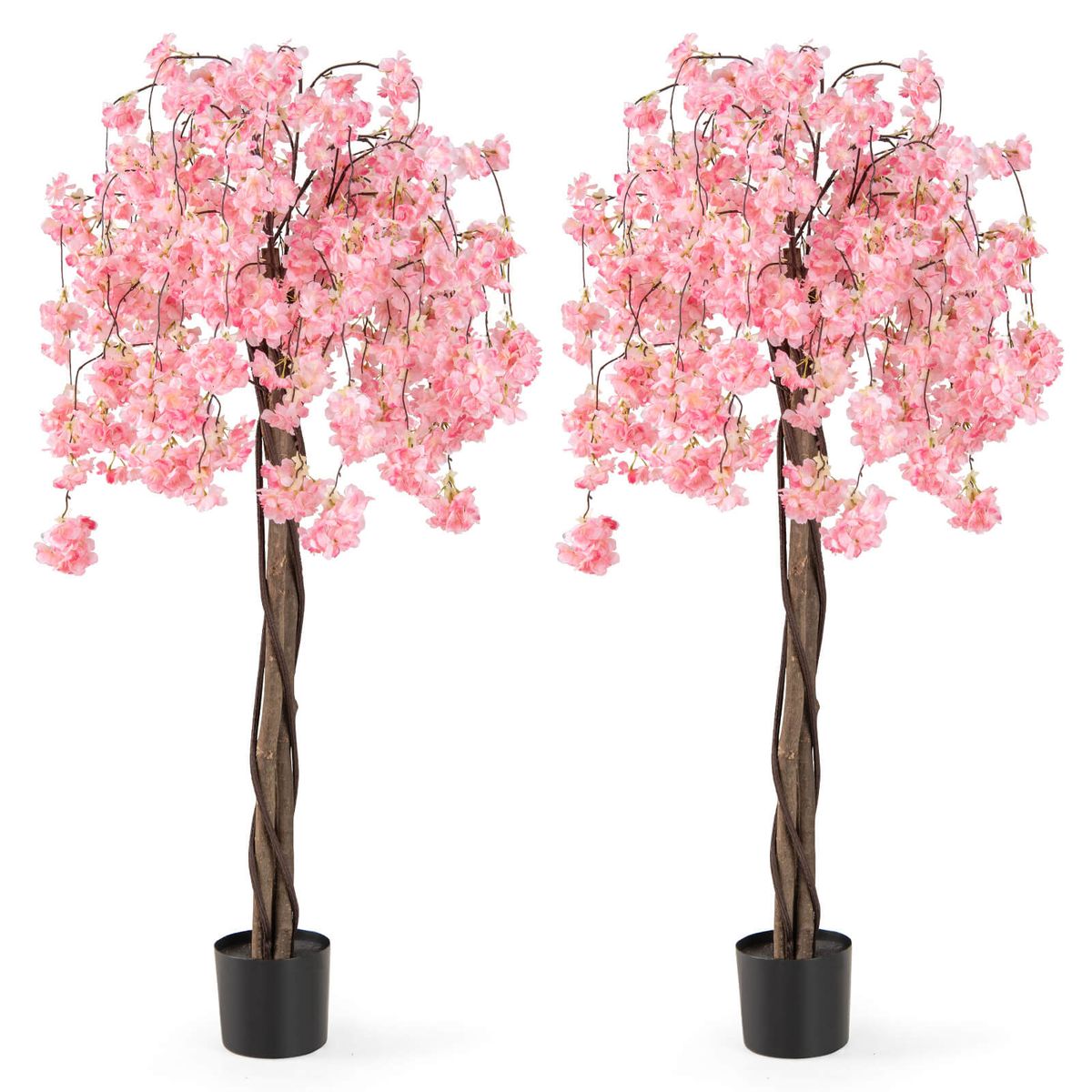 5.5-foot Tall Artificial Cherry Blossom Tree (1- or 2-Pack) - Pink- 2-Piece