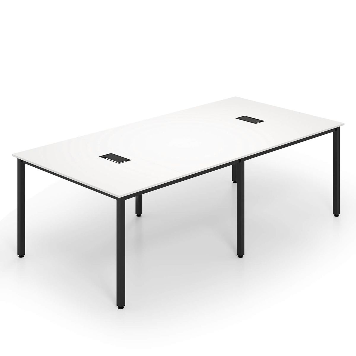 Costway 95" x 48" Large Meeting Table Seats up to 10 People 2 Cable Grommets for Office - White