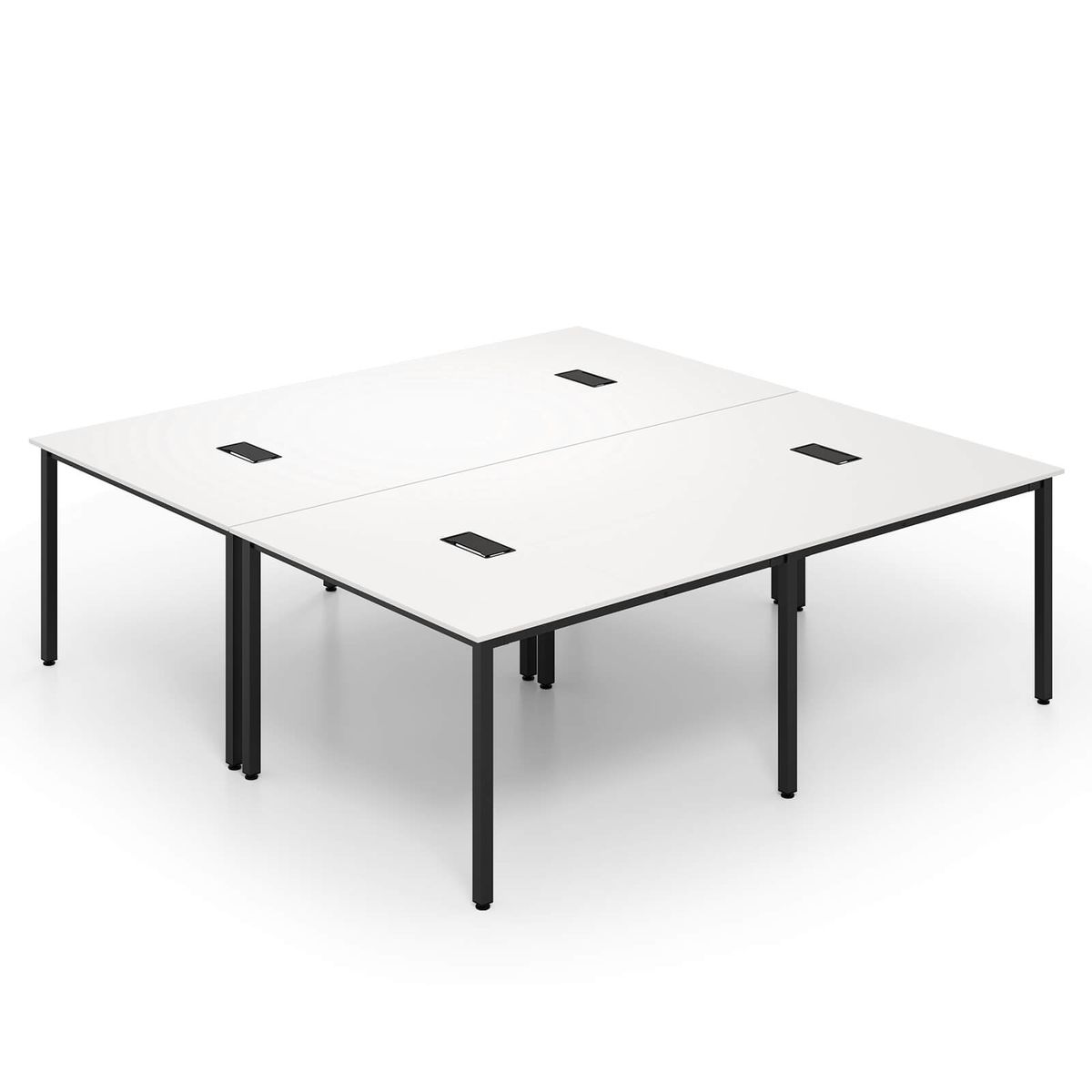 Costway 95" x 48" Large Meeting Table Seats up to 10 People 2 Cable Grommets for Office - White