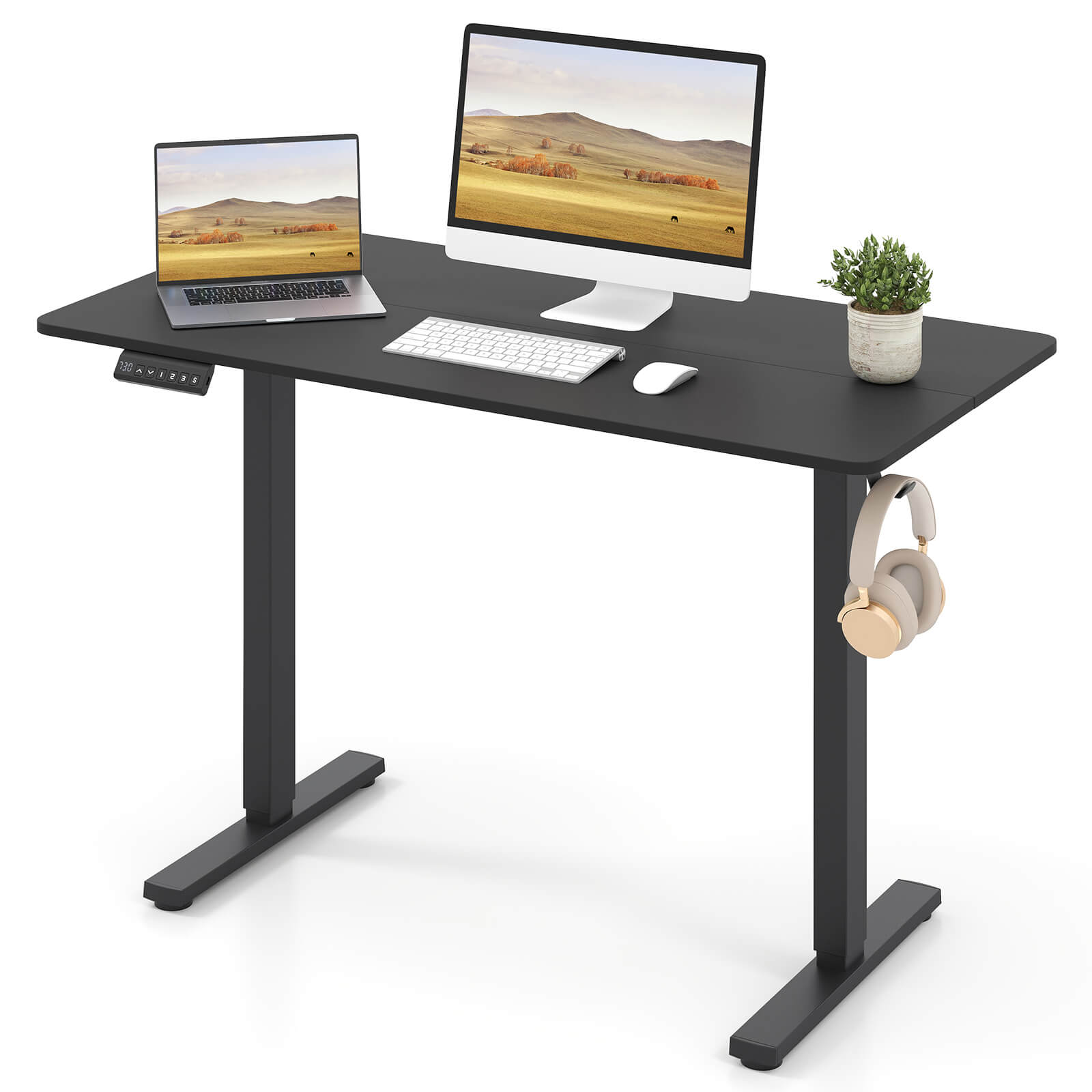 Photos - Office Desk Costway 48" x 24" Sit-to-Stand Desk with 3 Memory Settings - Black HCST08539 