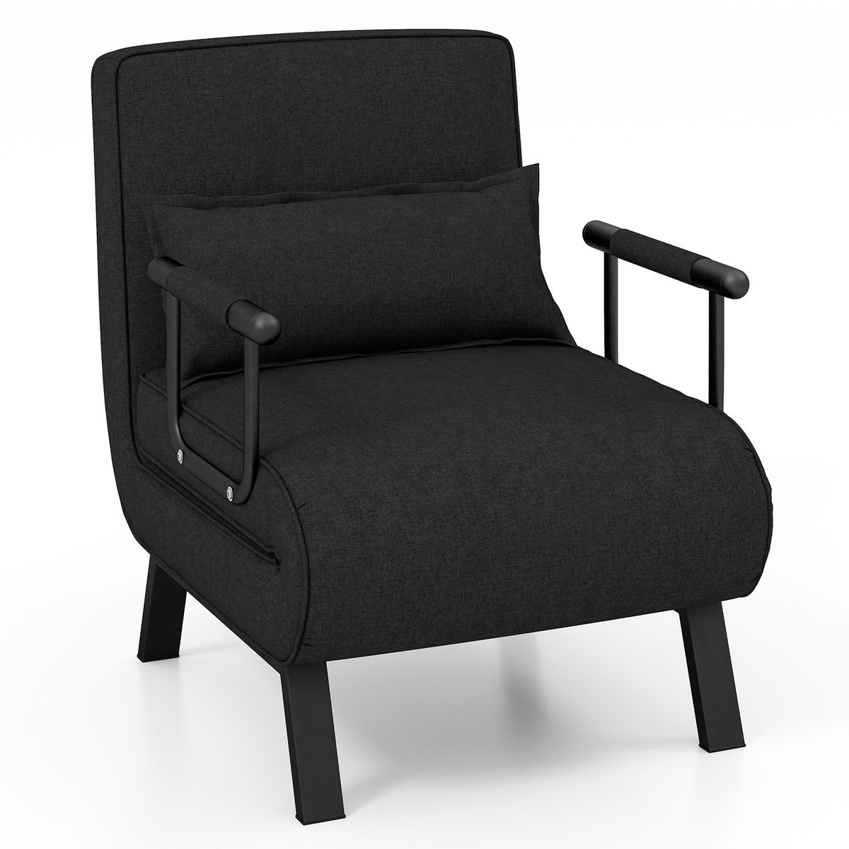 Folding 5-Position Convertible Sleeper Chair - Black