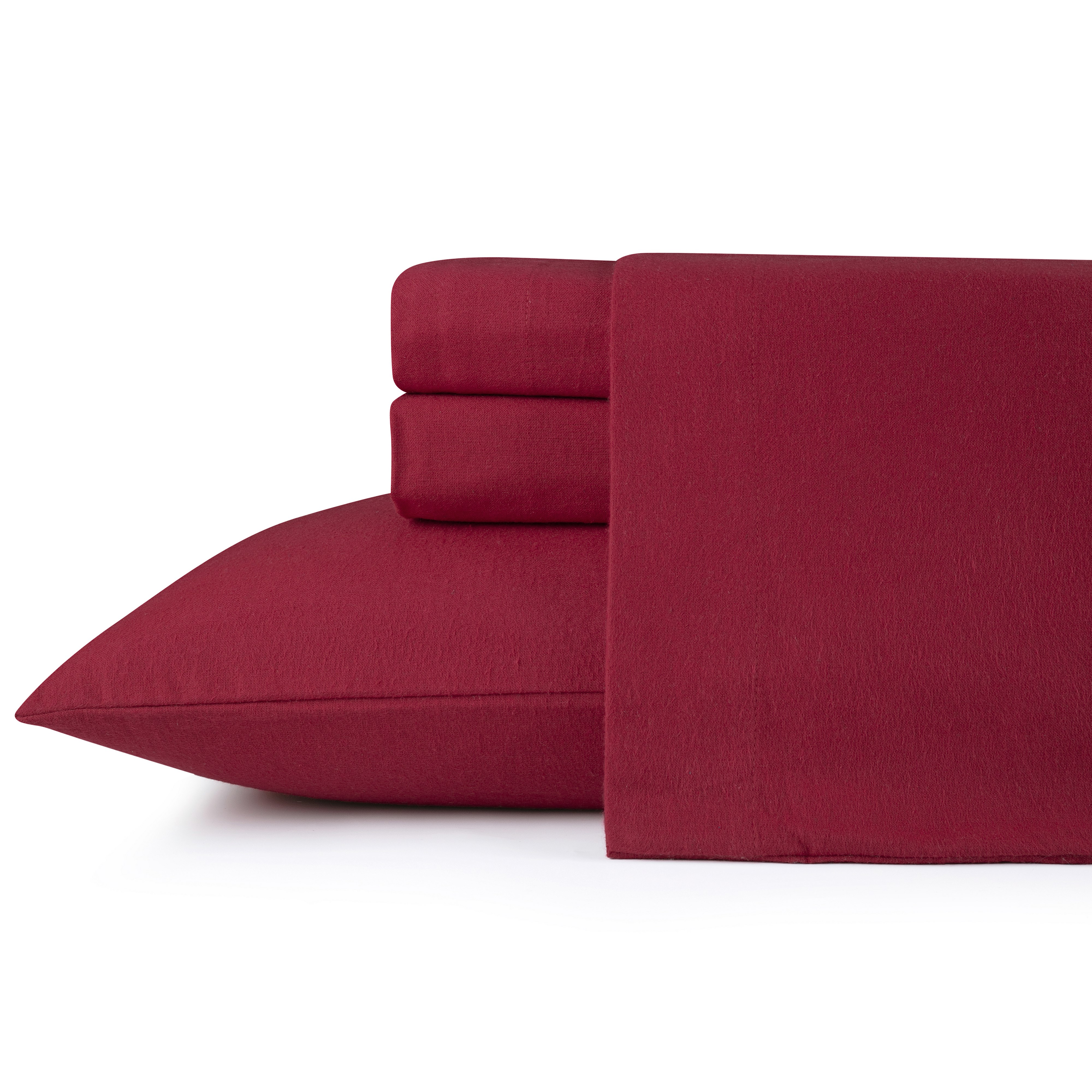 Kathy Ireland 100% Turkish Cotton Solid Flannel Sheet Set - King- Burgundy