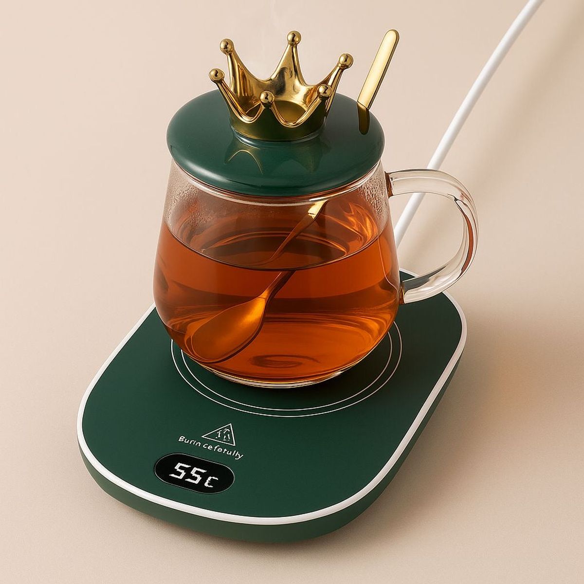 Electric Warming Pad and Mug with Lid - Green