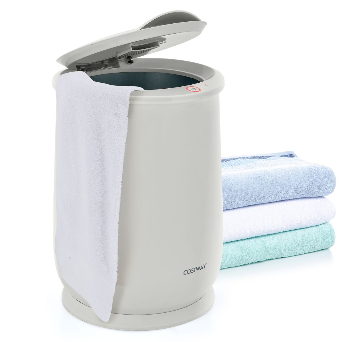 21L Large Capacity Towel Warmer with Flip-Top Lid - Grey