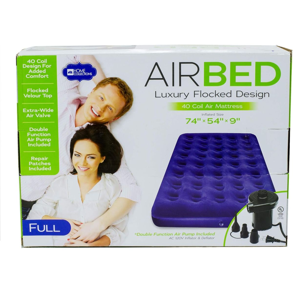 Air Mattress with Luxury Flocked Design and Air Pump  Full
