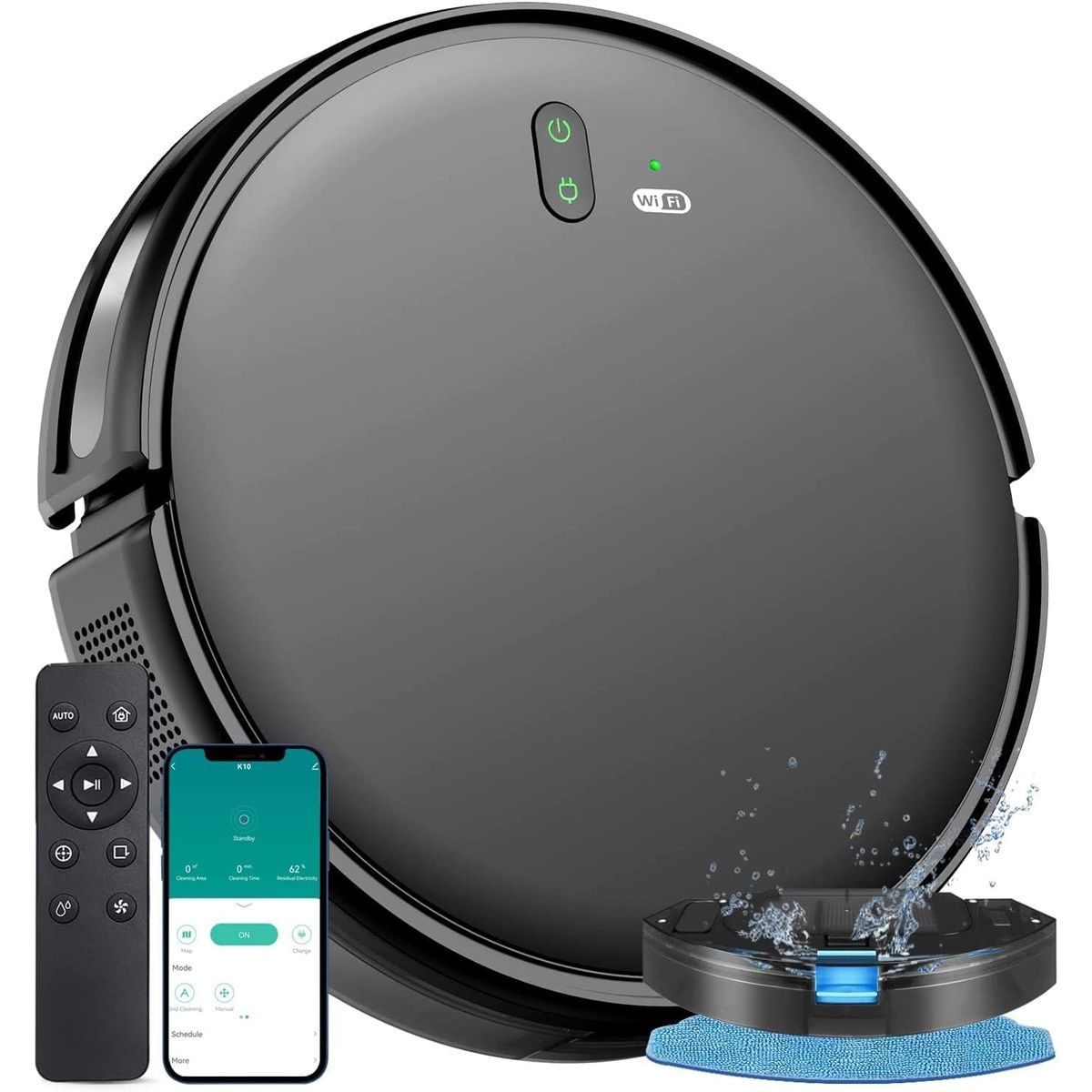 XIEBro 2-in-1 Robot Vacuum and Mop Combo - Black